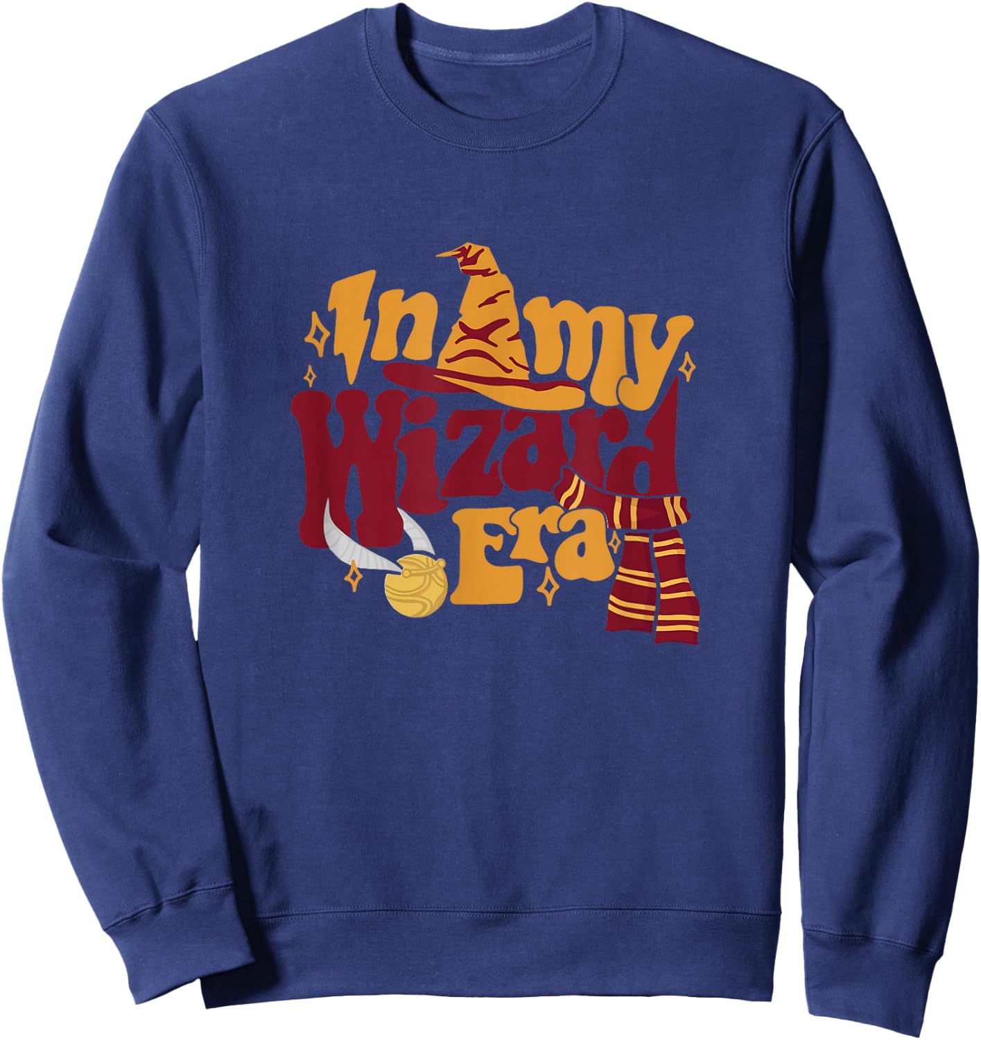 In My Wizard Era Groovy Bookish Fantasy Reader Book Lover Sweatshirt - Sweatshirt | Navy