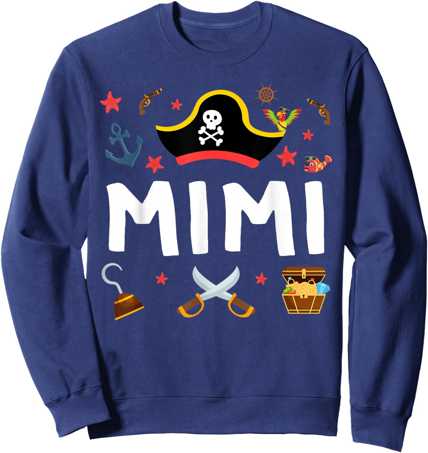 Pirate Mimi Pirate's Hat Matching Family Pirate Birthday Sweatshirt - Sweatshirt | Navy
