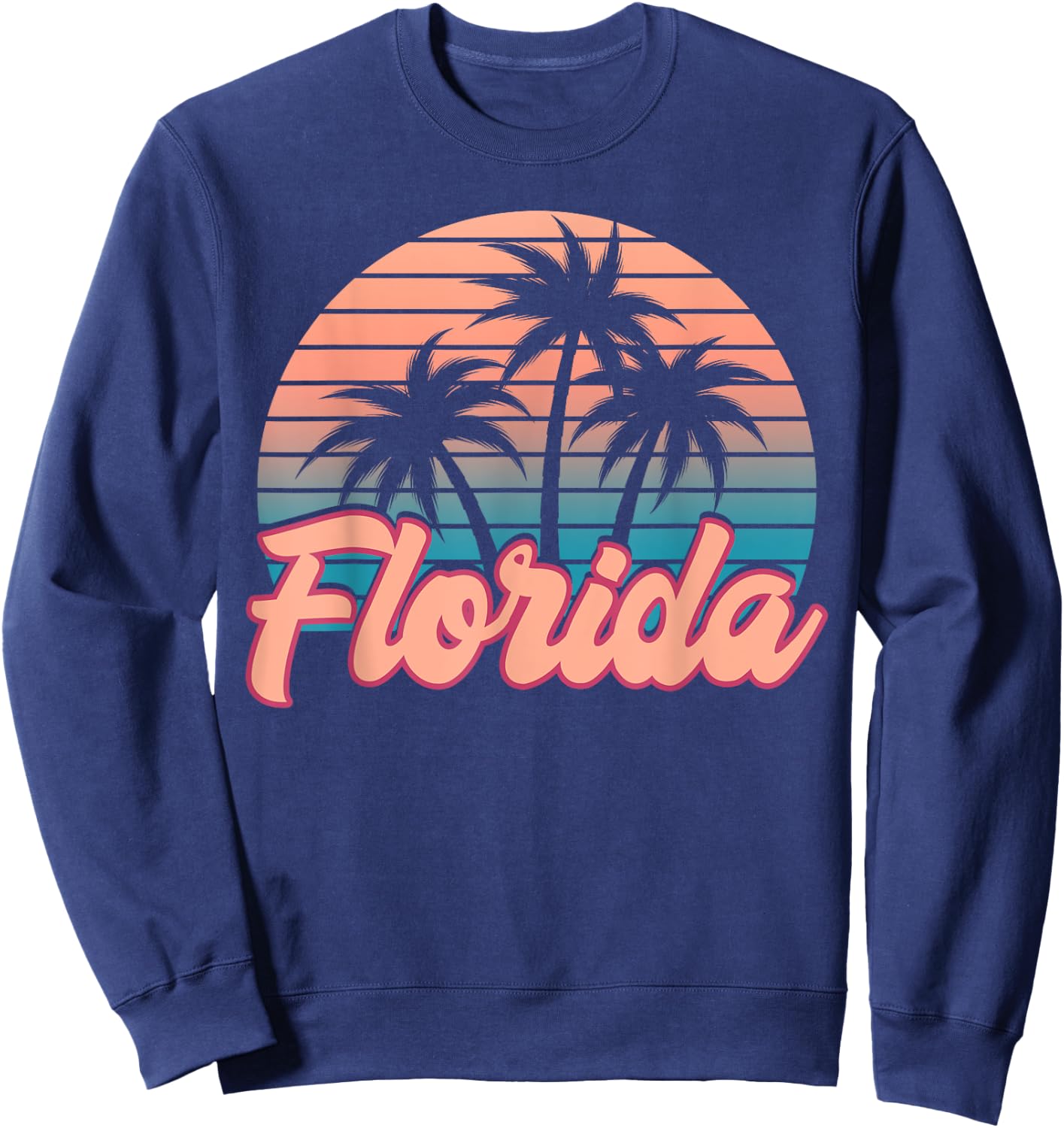 Retro Palm Trees Tropical Summer Vibes Florida Men Women Girls Kids Sweatshirt - Sweatshirt | Navy