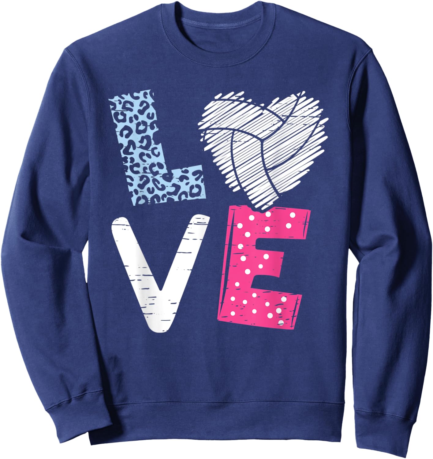 Love Volleyball Coach Player Teen Girls Women Kids Sweatshirt - Sweatshirt | Navy