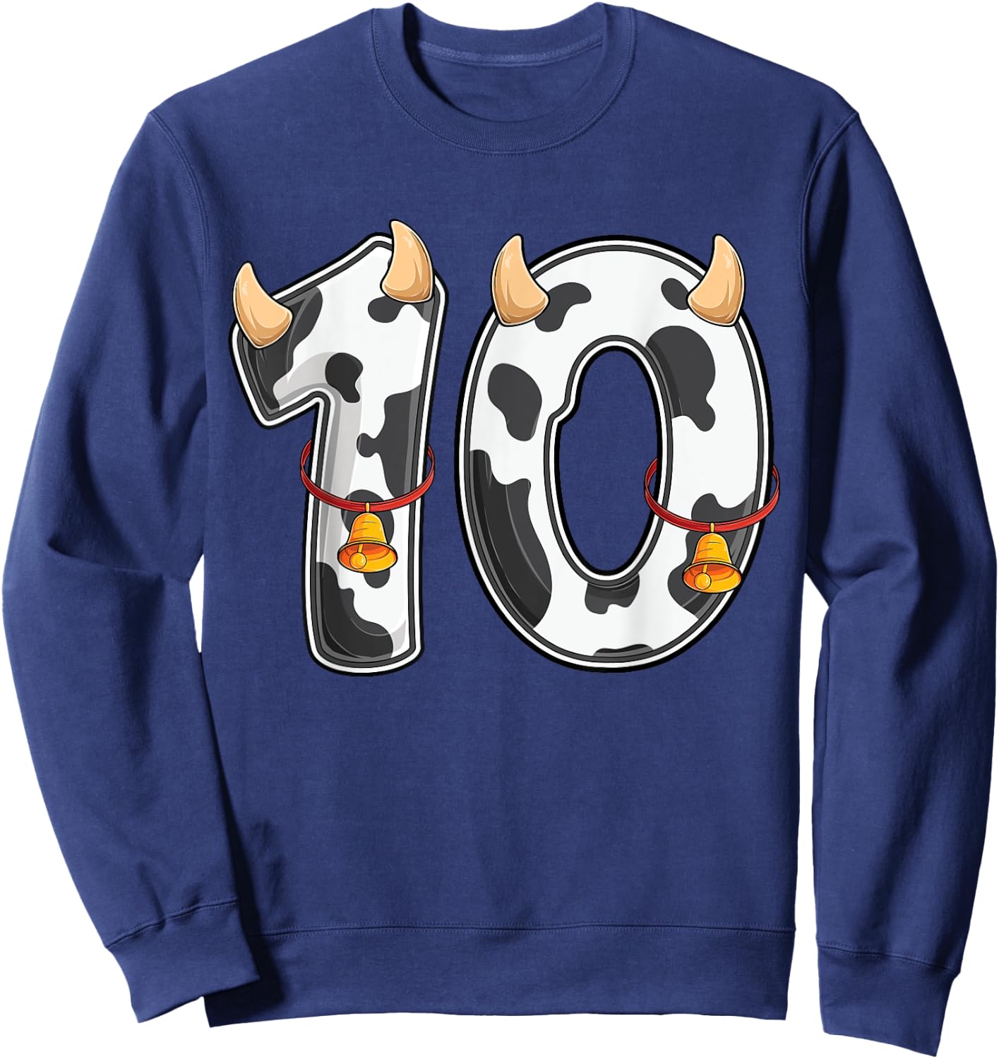 Cow Girl Boy Farmer 10th Birthday Ten 10 Years Old Bday Kids Sweatshirt - Sweatshirt | Navy