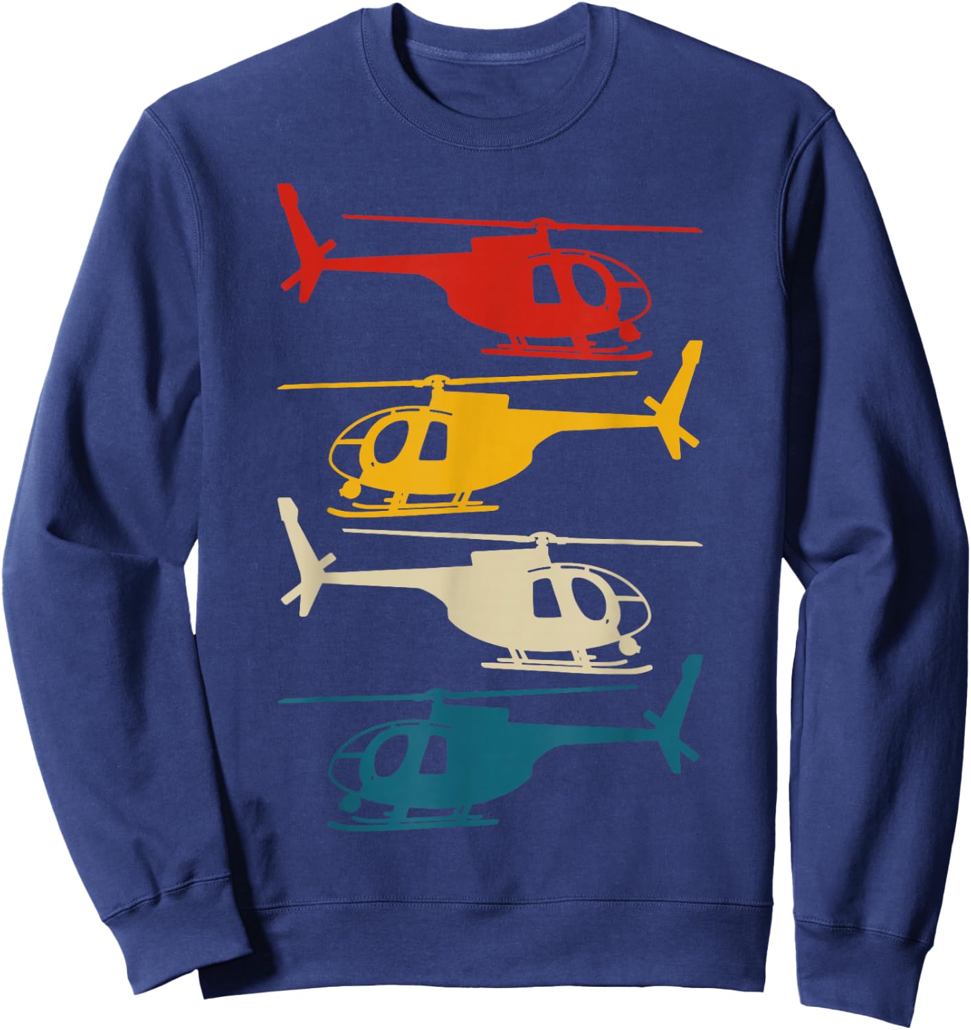 Helicopter Pilot Co. -Kids Retro Aviation , Black, Small, Short Sleeve Sweatshirt - Sweatshirt | Navy