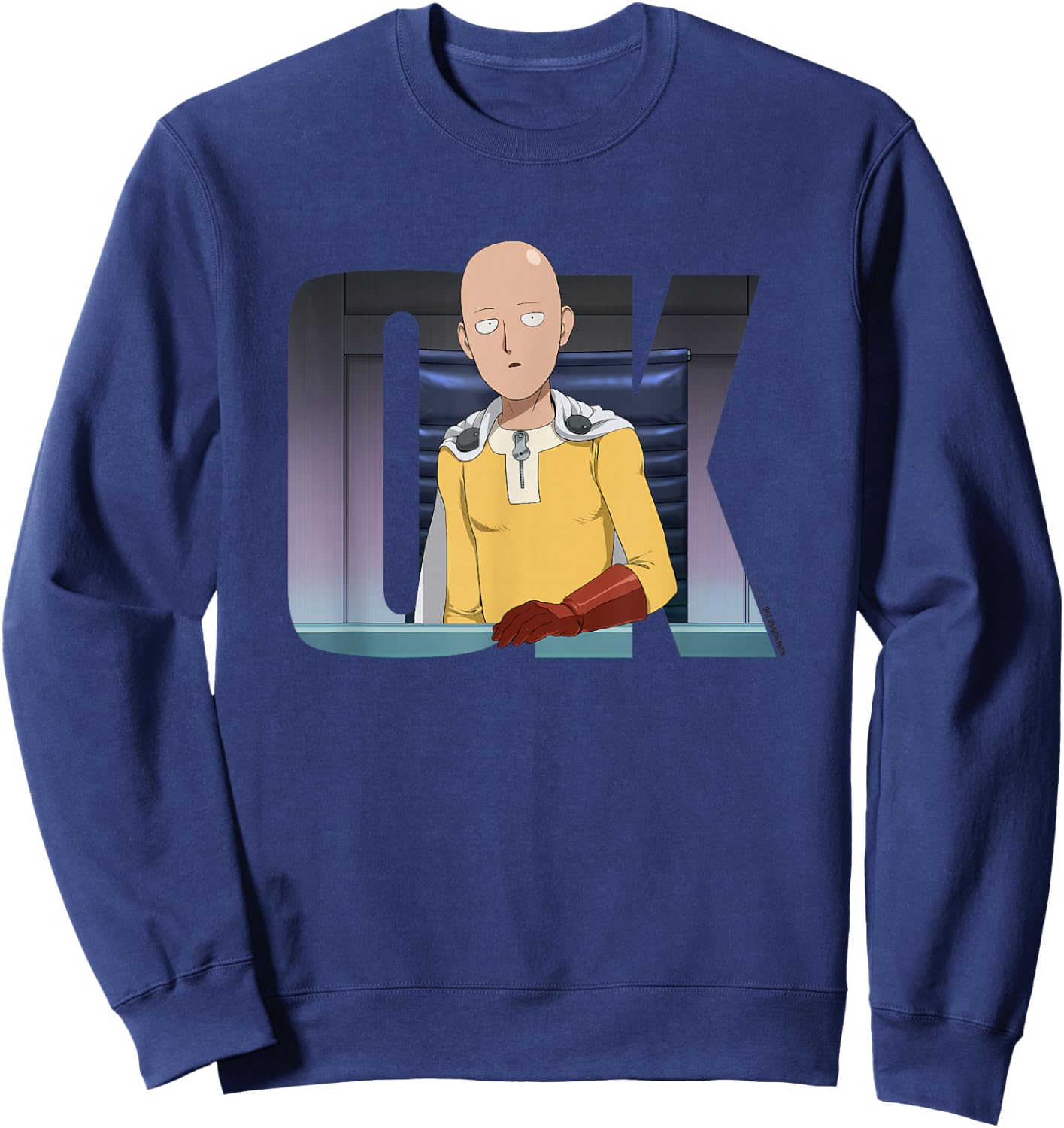 One Punch Man Saitama OK Sweatshirt - Sweatshirt | Navy