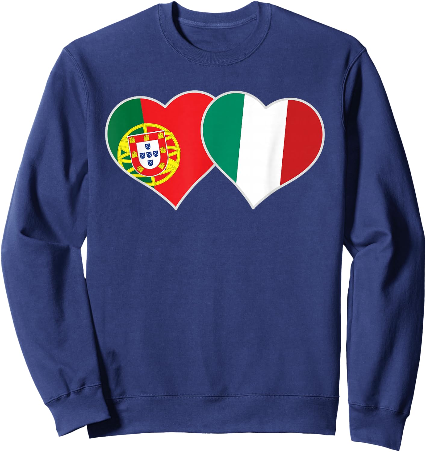 Portuguese Italian Flag Hearts Love Portugal Italy Sweatshirt - Sweatshirt | Navy