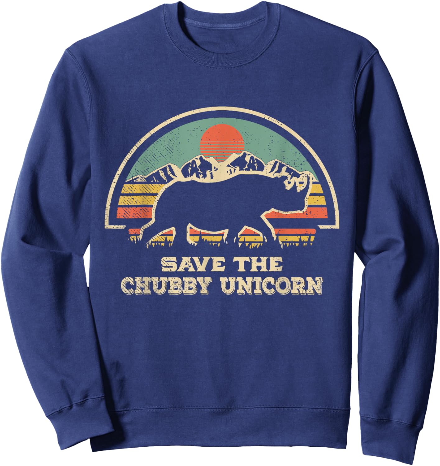 Save The Chubby Unicorns Rhino Fat Rhino Sweatshirt - Sweatshirt | Navy