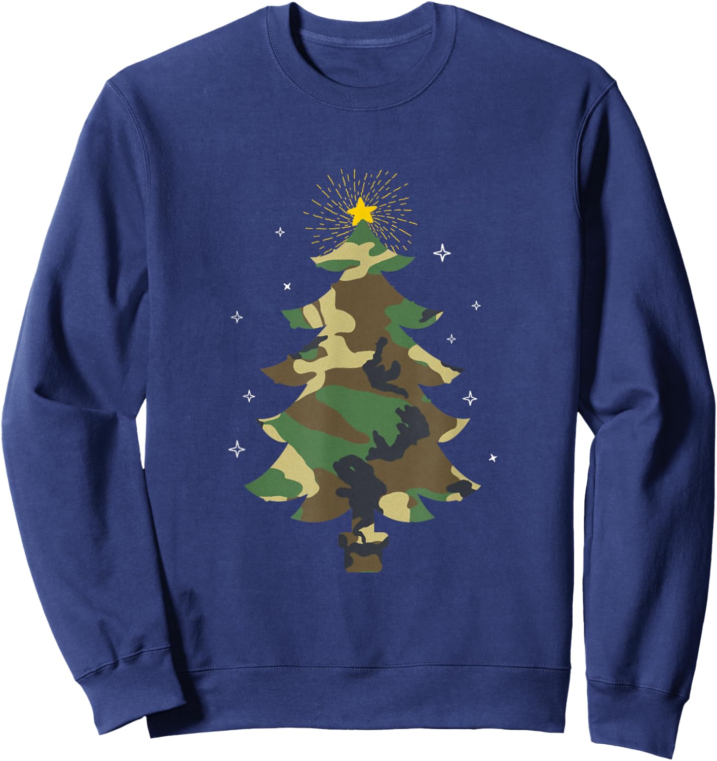 Camouflage Christmas Tree Camo Print Christmas Tree Military Sweatshirt - Sweatshirt | Navy