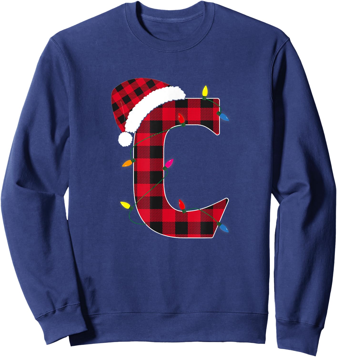 Awesome Letter C Initial Name Buffalo Plaid Christmas Pajama Sweatshirt - Sweatshirt | Navy