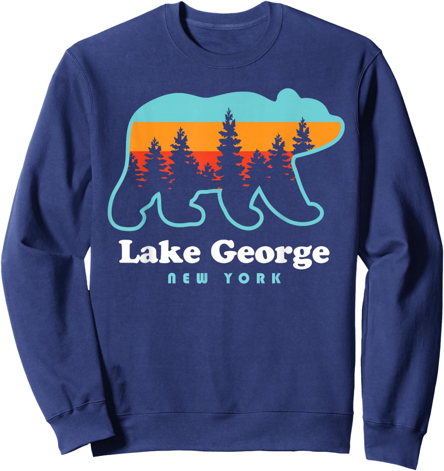 Lake George NY Bear Lake George New York Sweatshirt - Sweatshirt | Navy