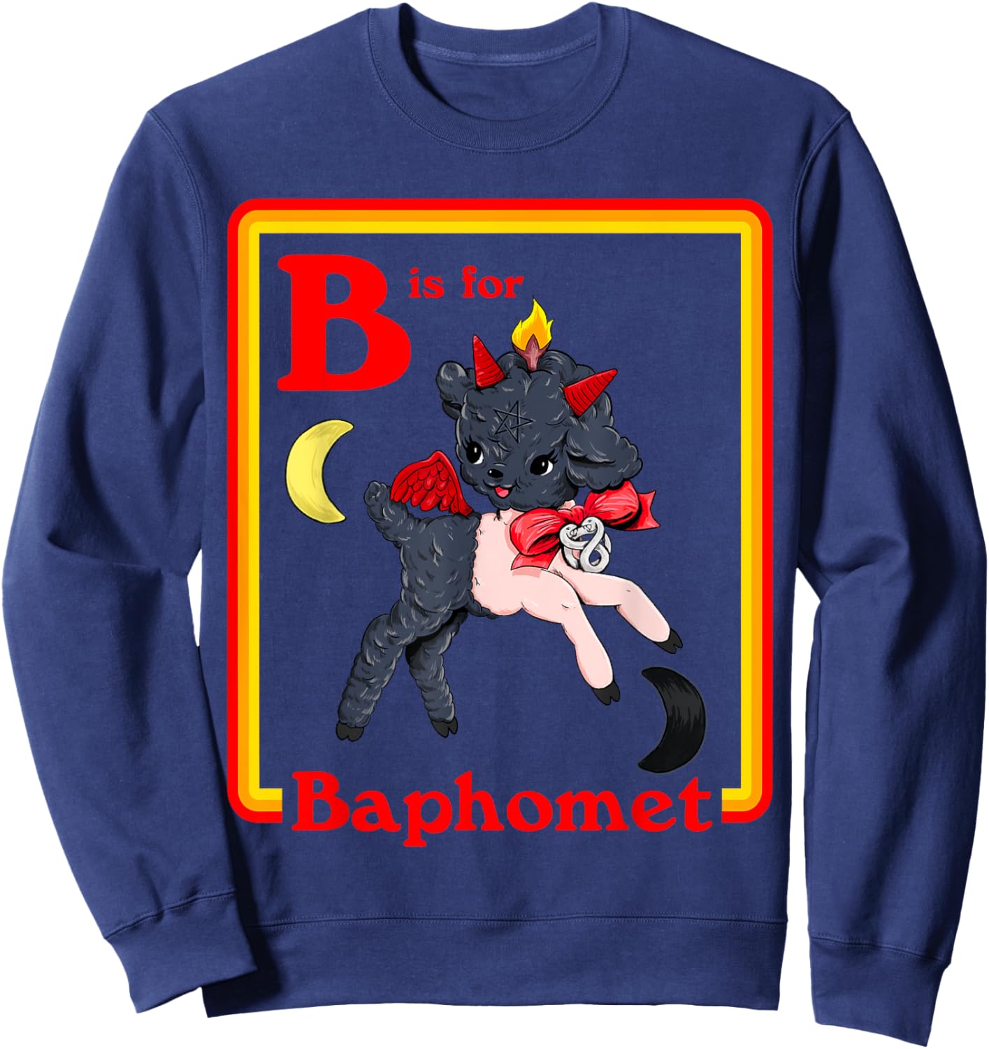 B for Baphomet Satanic Cute Devil Retro Vintage Satan Tarot Sweatshirt - Sweatshirt | Navy