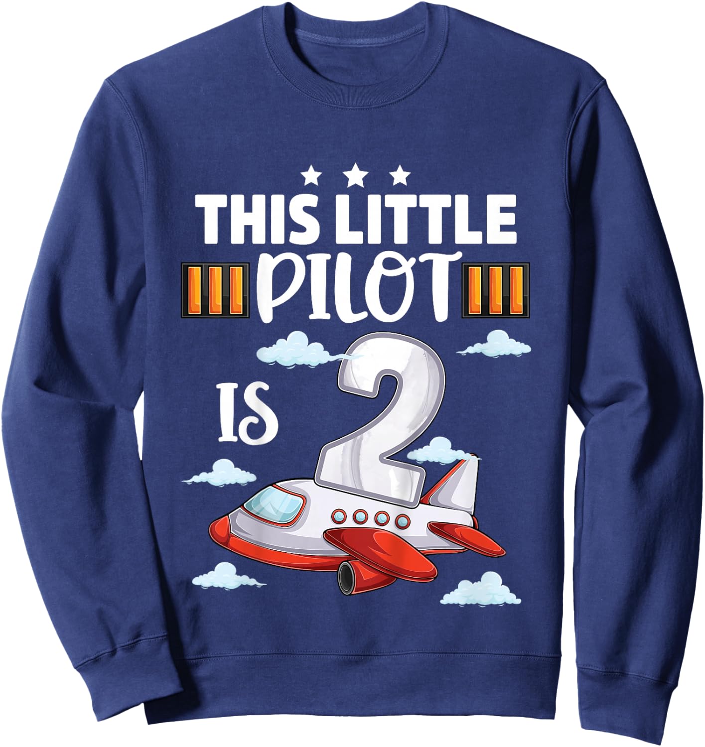 2 year old Boy Girl Airplane Pilot 2nd Birthday Aircraft Sweatshirt - Sweatshirt | Navy