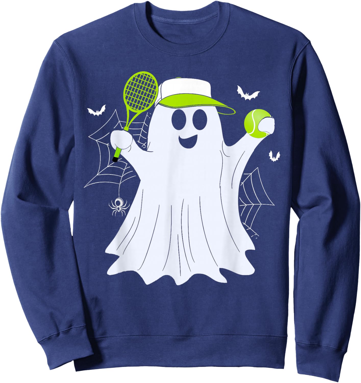 Boo Ghost Playing Tennis Funny Halloween Tennis Costume Sweatshirt - Sweatshirt | Navy