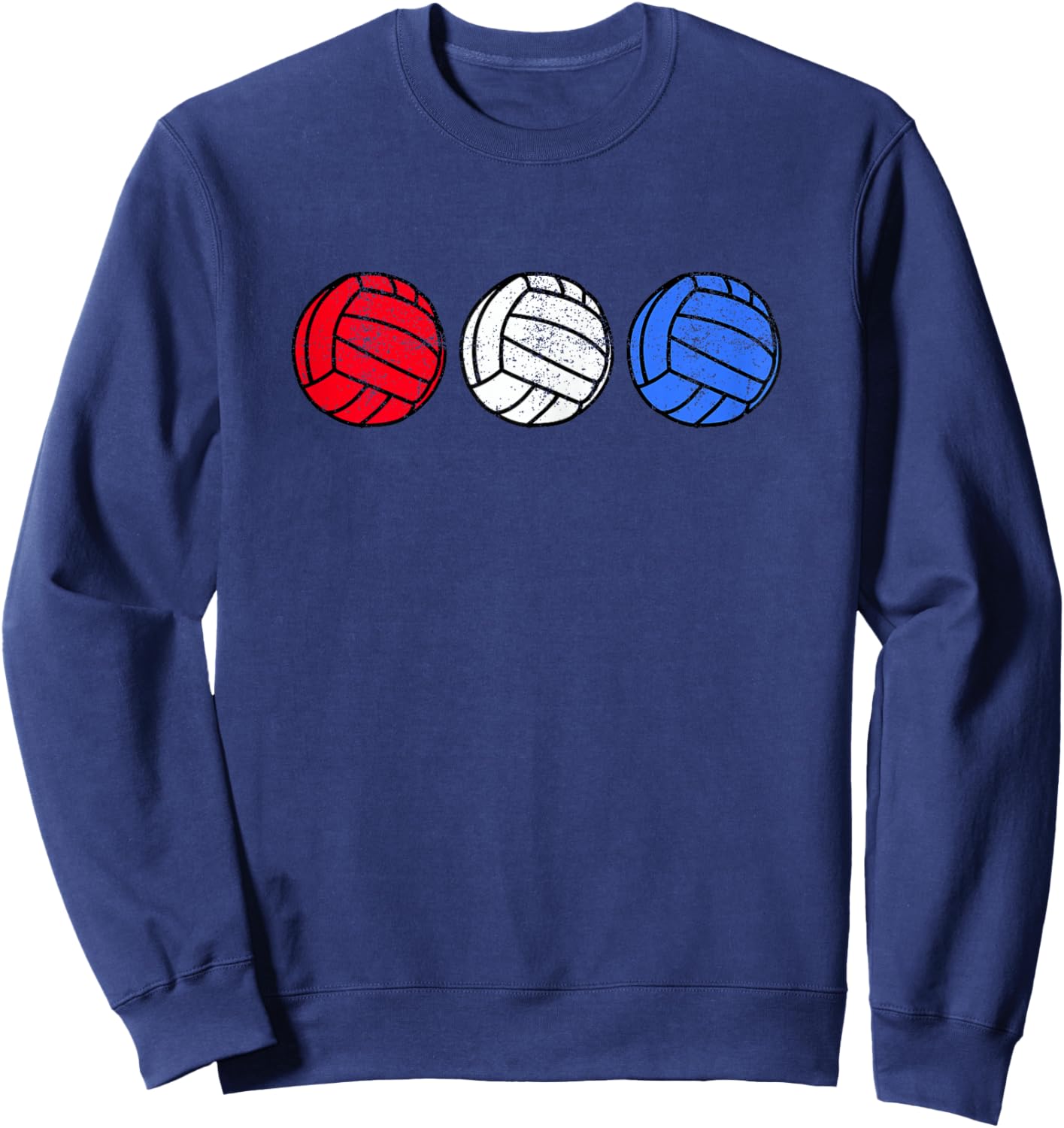 4th of July Volleyball Vintage Red White Blue Teen Girls Sweatshirt - Sweatshirt | Navy