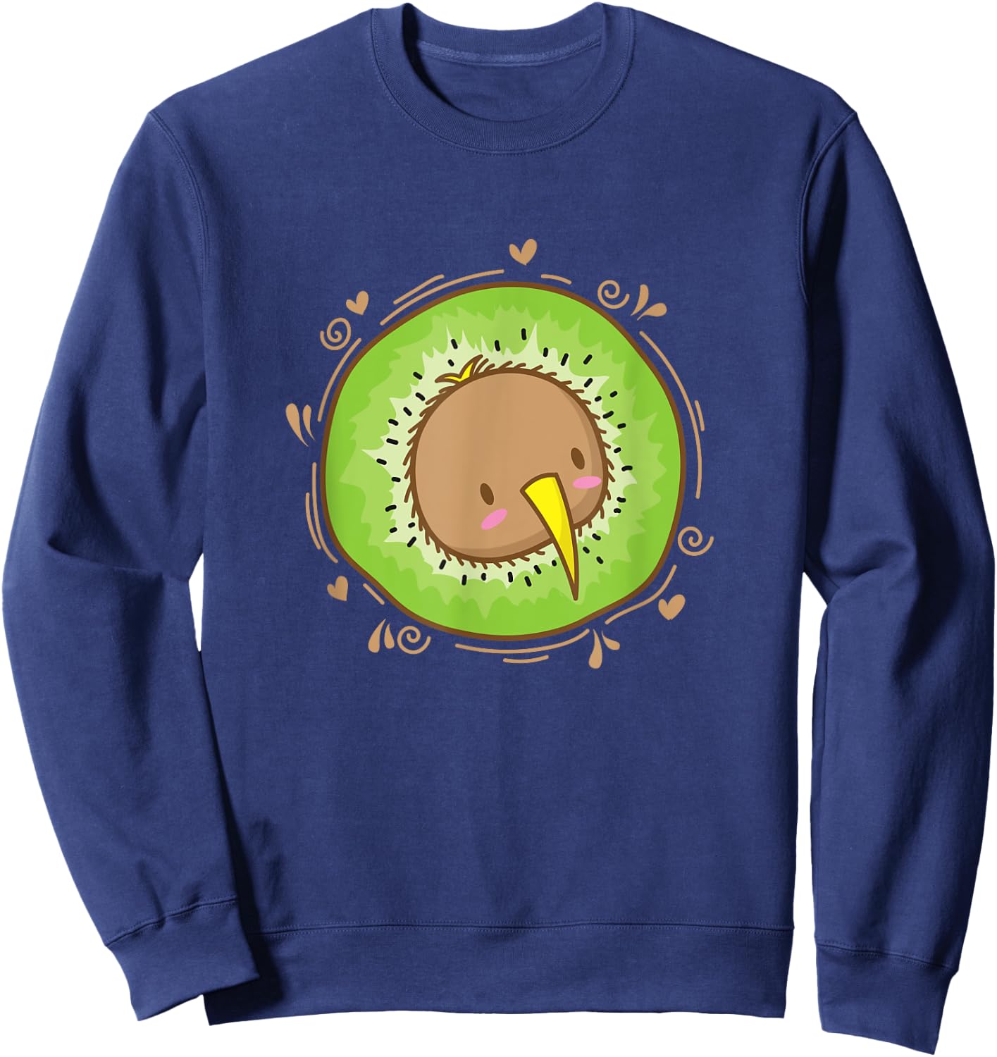 Kiwi Bird Head with Kiwi Fruit Sweatshirt - Sweatshirt | Navy