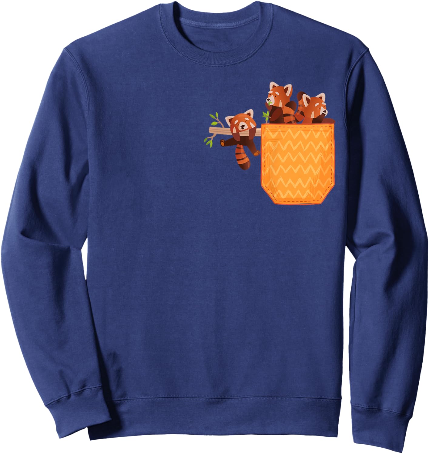 Red Panda In Pocket Funny Red Pandas Animal Lover Graphic Sweatshirt - Sweatshirt | Navy