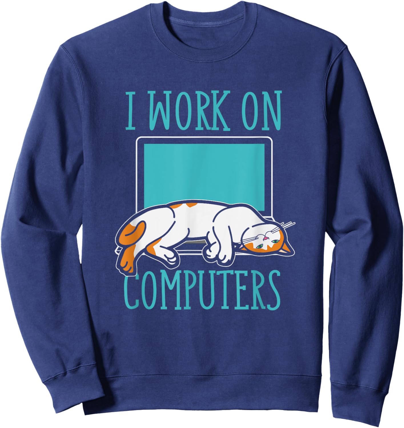 Funny Cats and Computers Laptop for pet lovers Sweatshirt - Sweatshirt | Navy