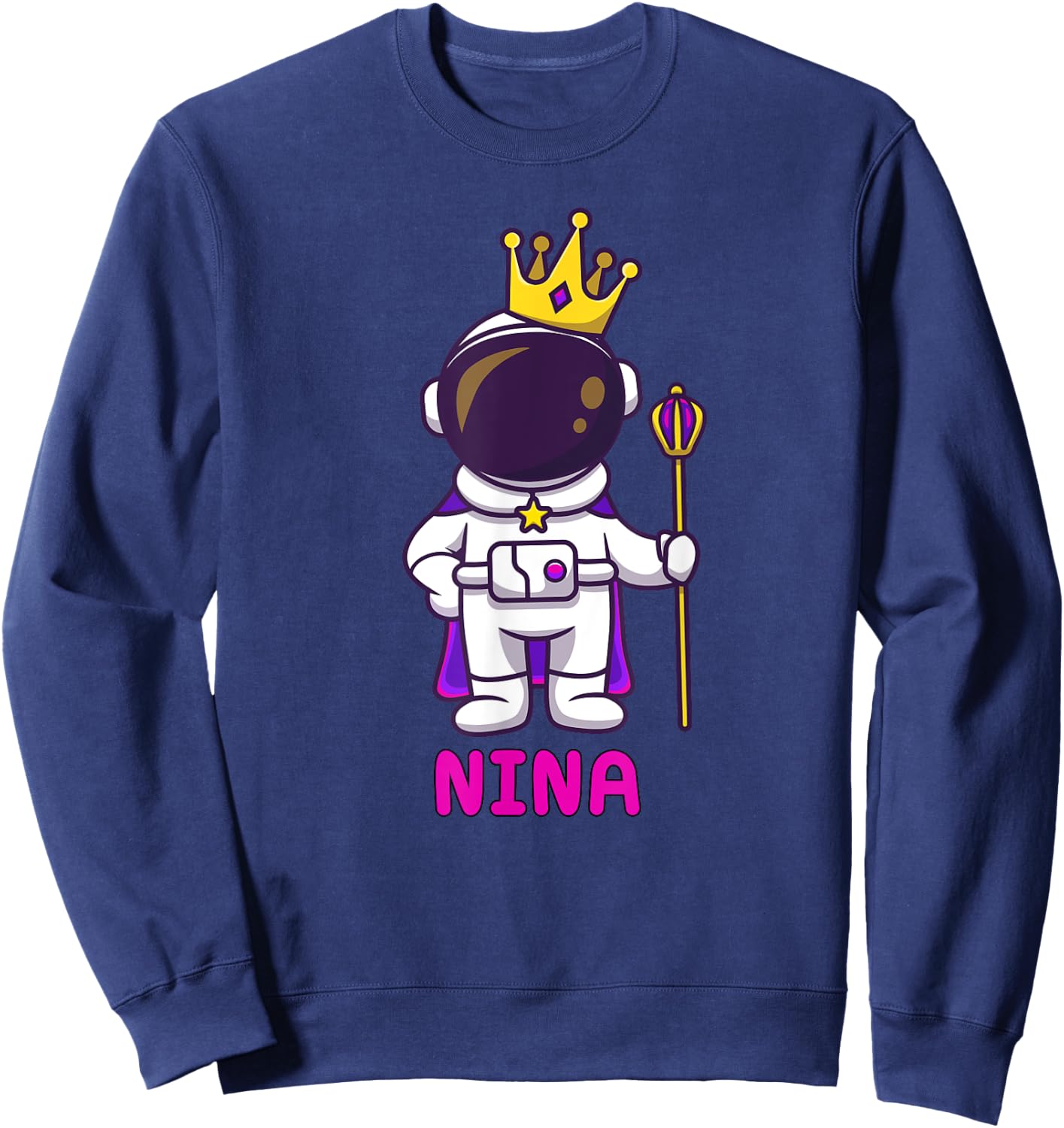 NINA Personalized Name Astronaut Birthday Queen Sweatshirt - Sweatshirt | Navy
