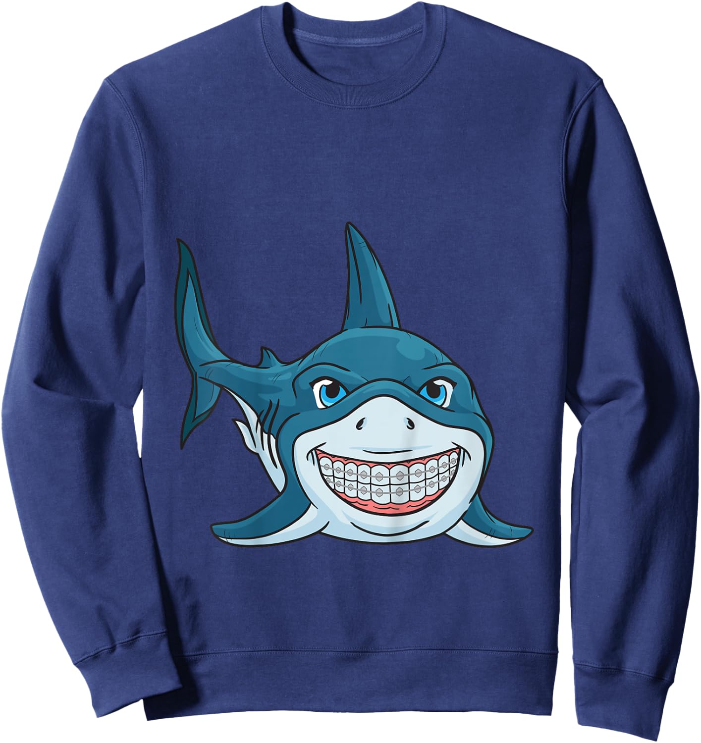 Funny Shark Braces Teeth Boys Girls Sweatshirt - Sweatshirt | Navy
