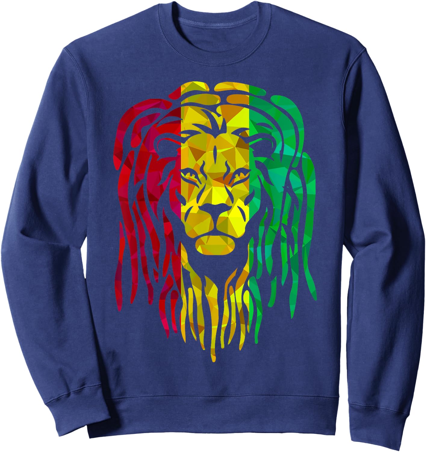 Reggae Lion Face Hippie Mosaic Rastafarian Lion Lover Sweatshirt - Sweatshirt | Navy