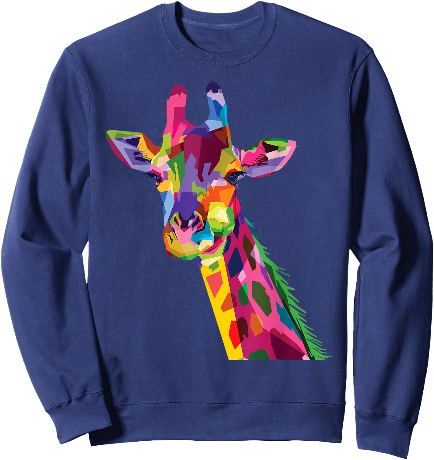Color Critters Cute Rainbow Giraffe Display Vibrant Zoo Giraffe Sweatshirt - Sweatshirt | Navy
