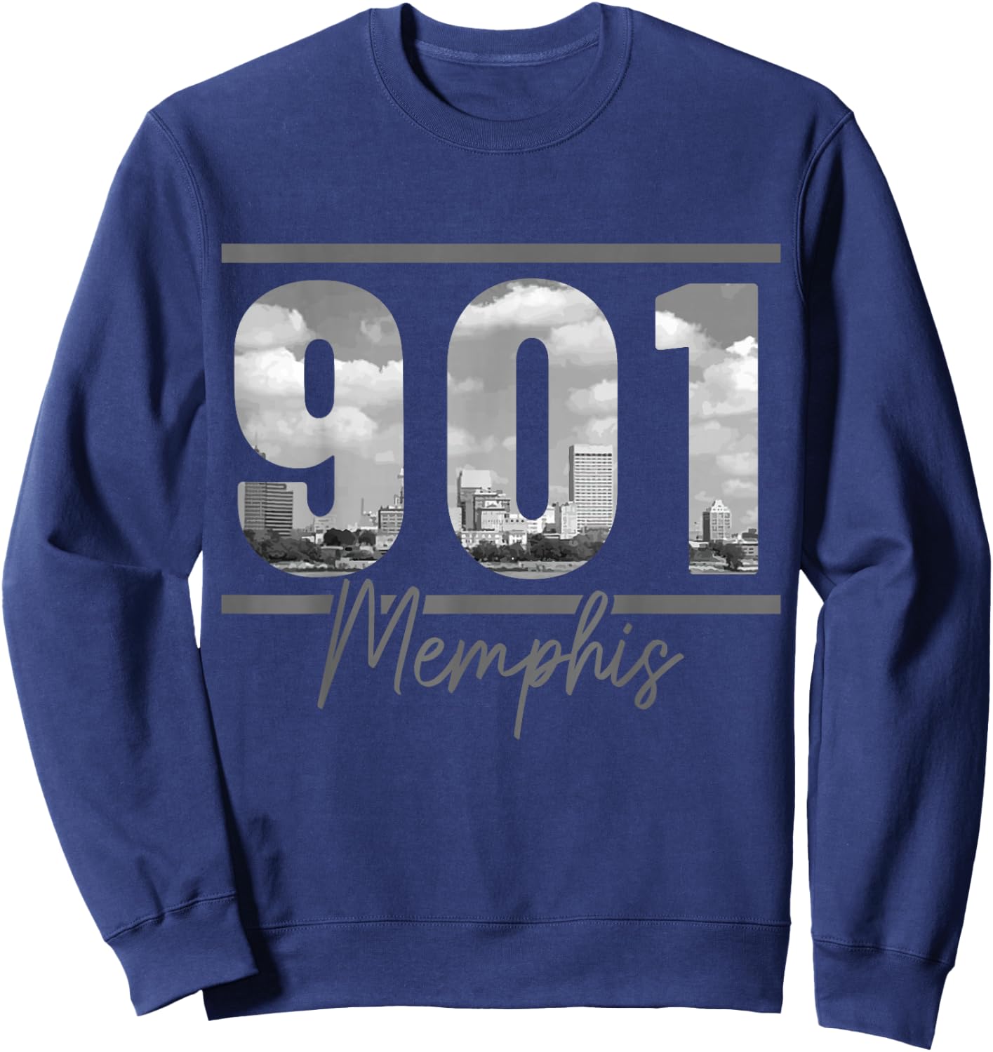 Memphis 901 Area Code Skyline Tennessee Vintage Sweatshirt - Sweatshirt | Navy