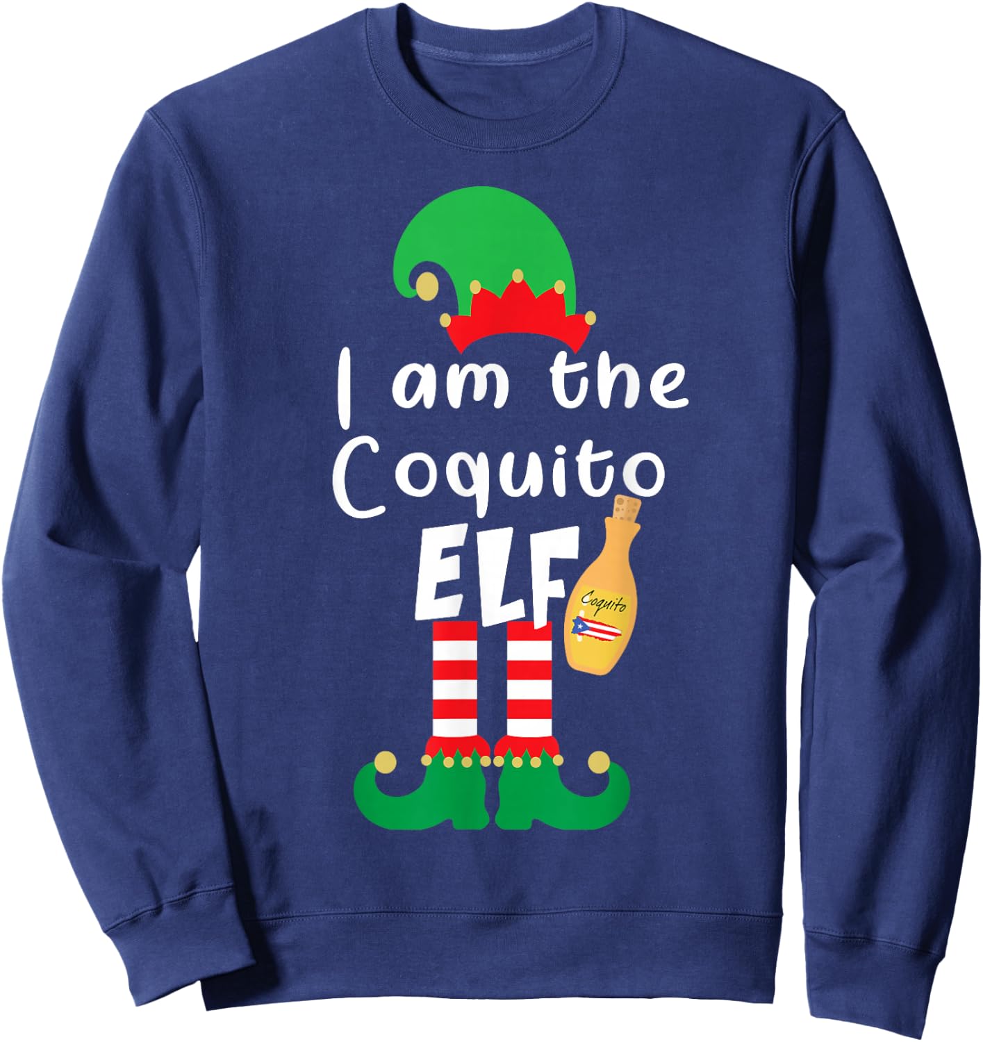 Coquito ELF Funny Puerto Rico Matching Christmas Bilingual Sweatshirt - Sweatshirt | Navy