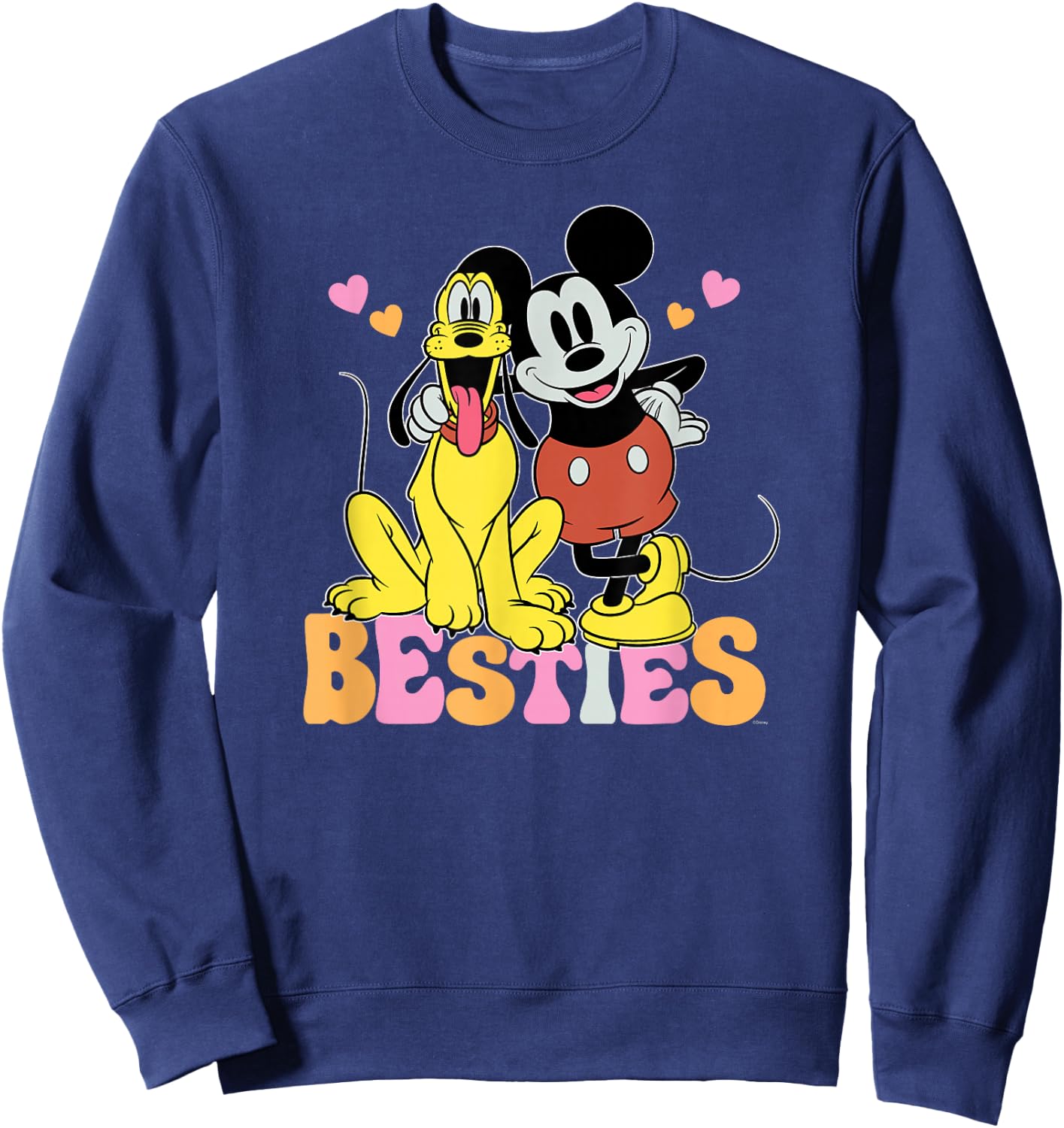 Disney Mickey Mouse Pluto Besties BFF Best Friends Valentine Sweatshirt - Sweatshirt | Navy