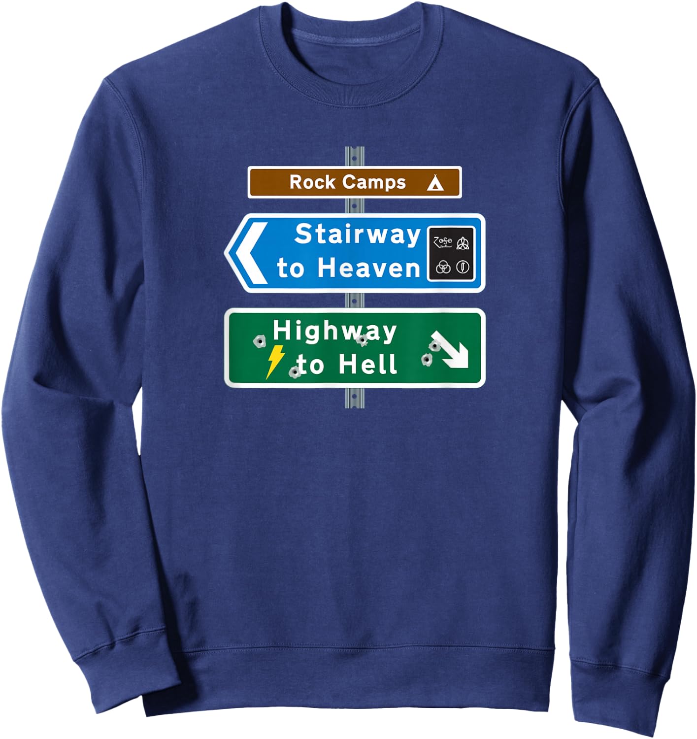 Road Sign Rock Camps: Highway to Hell / Stairway to Heaven Sweatshirt - Sweatshirt | Navy