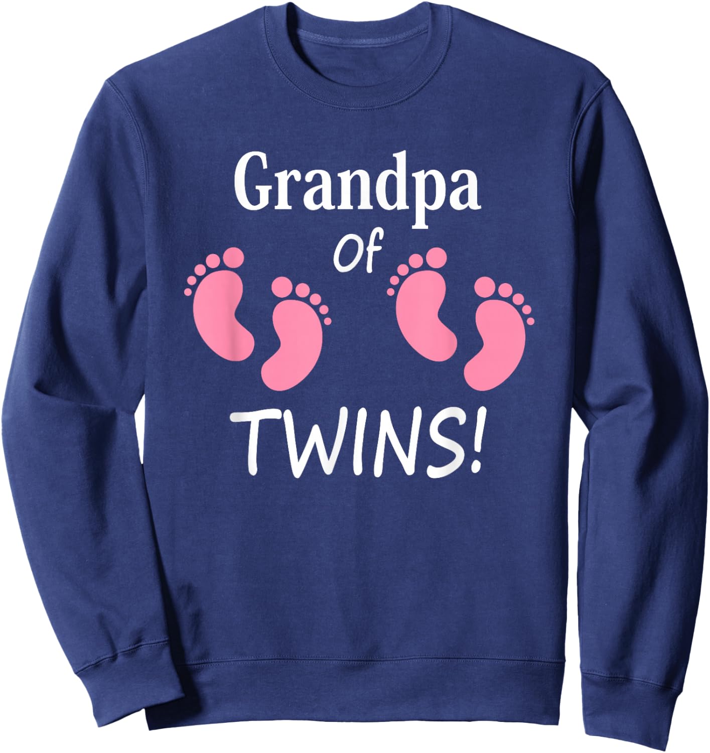 Grandpa of Twin Girls Footprint Design Grandfather Sweatshirt - Sweatshirt | Navy