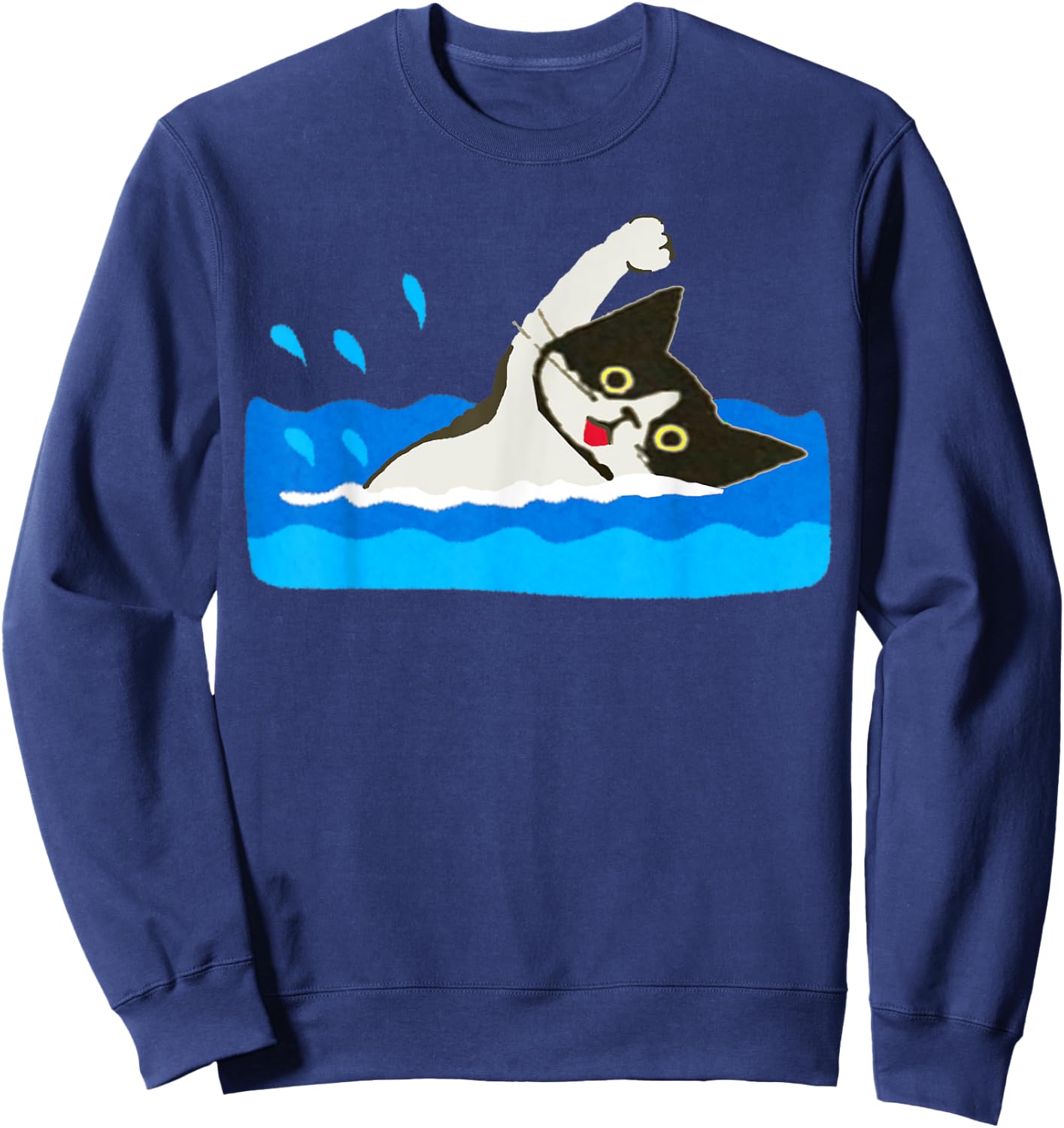 Cat Swimming Pool Women Kids Sweatshirt - Sweatshirt | Navy