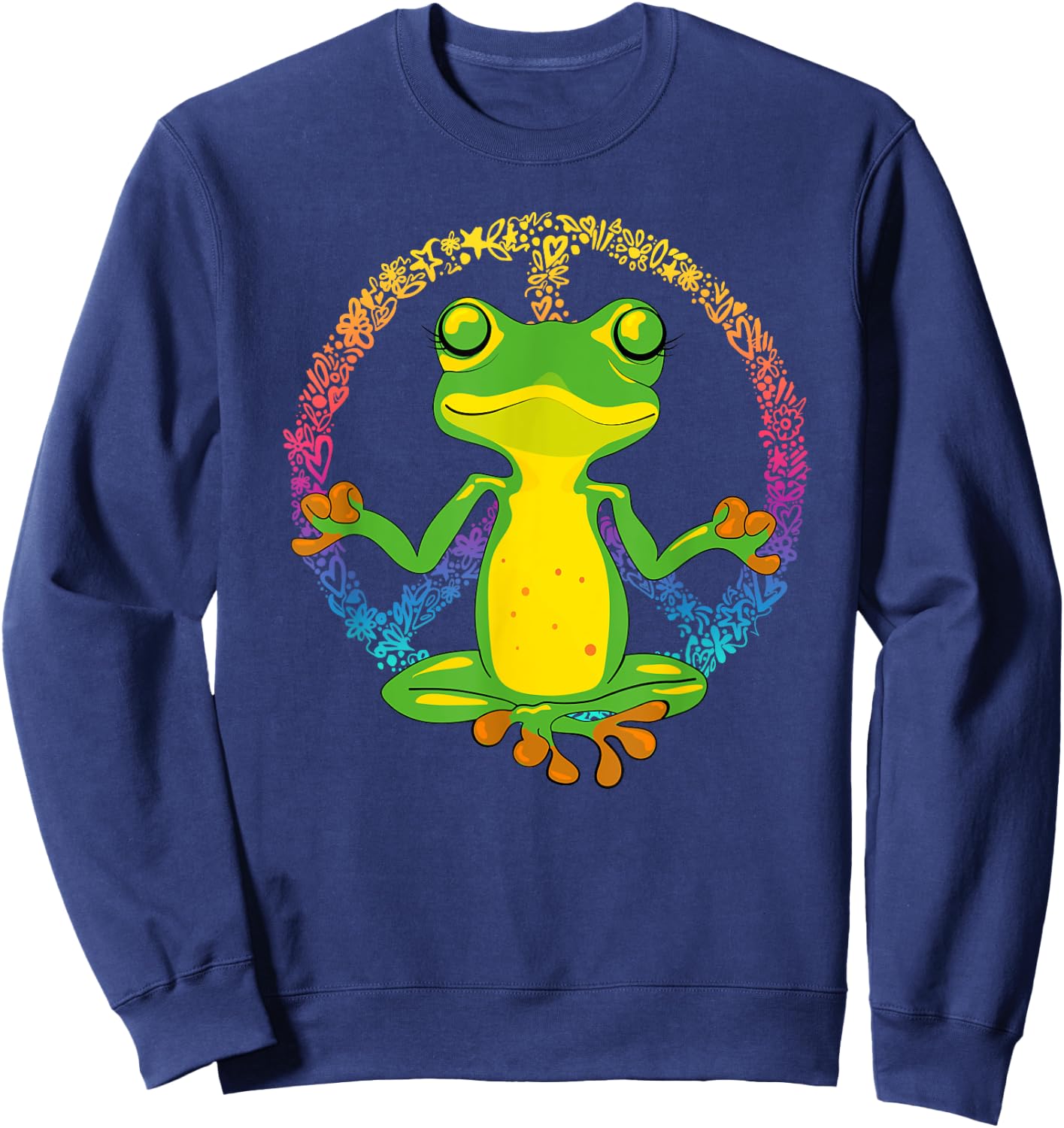 Peace Sign Yoga Frogs Cool Peace Frog Tie Dye Sweatshirt - Sweatshirt | Navy