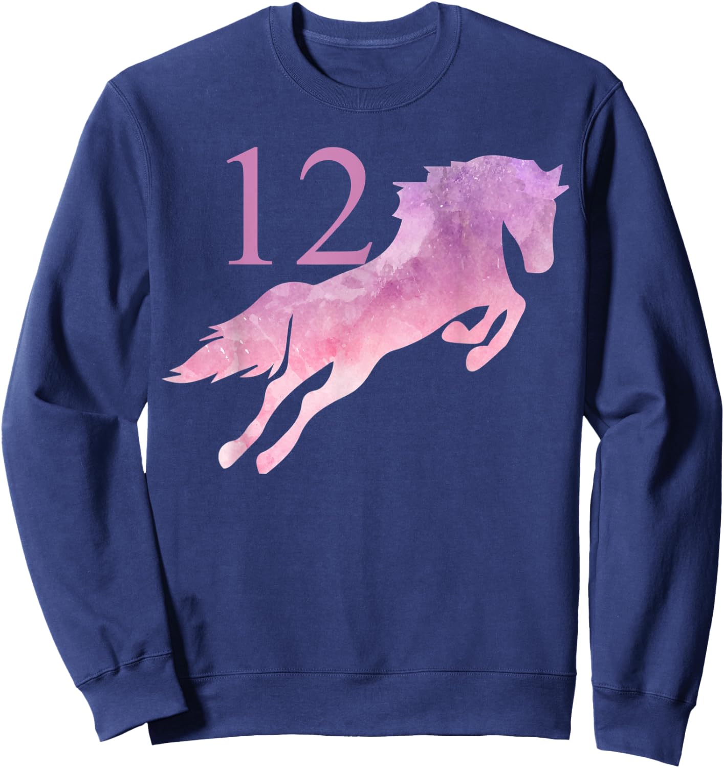 Girls 12th Birthday Horse Watercolor 12 year old Shirt Gift Sweatshirt - Sweatshirt | Navy