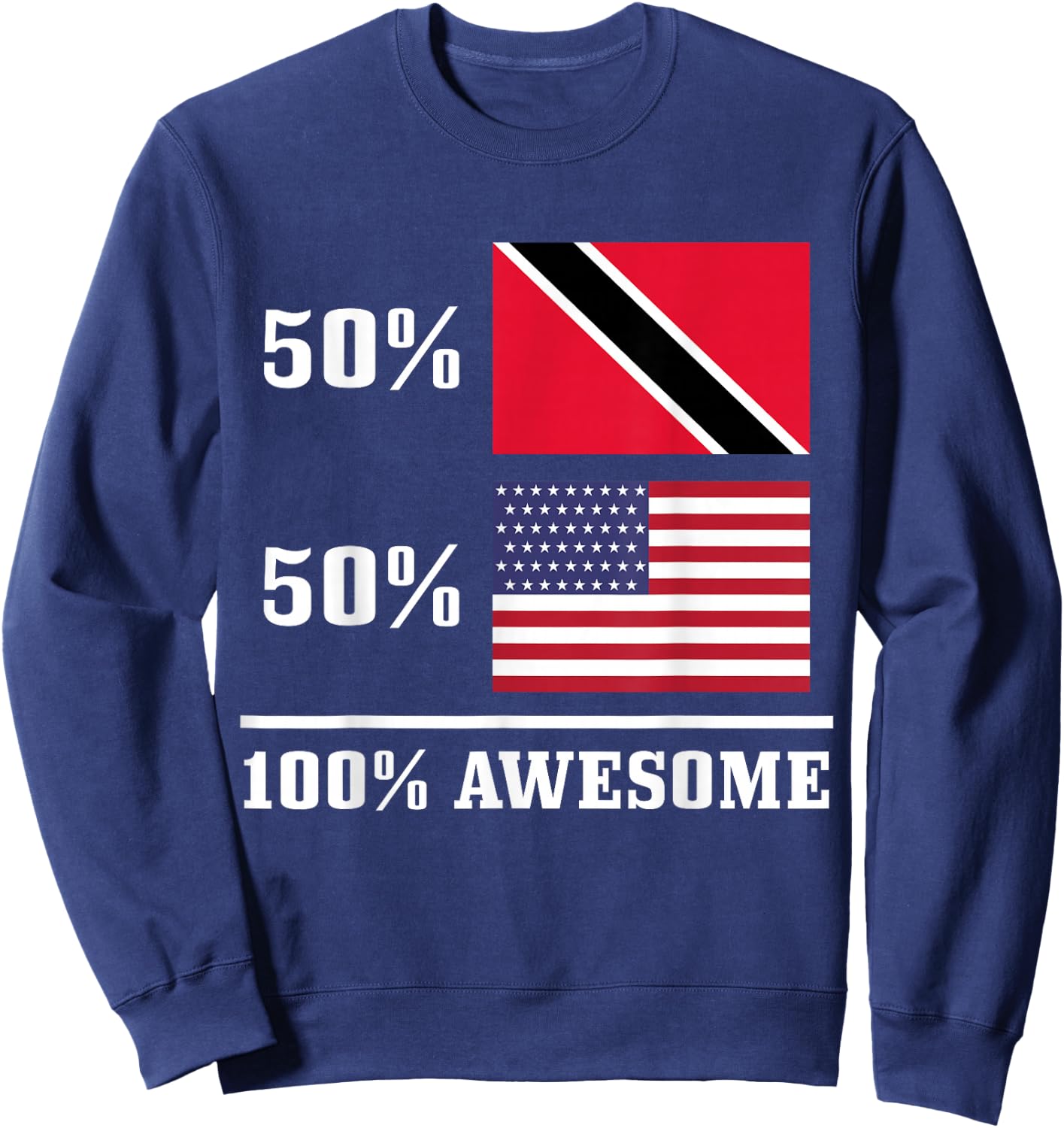 50% Trinidad & Tobago 50% USA American Flag Pride Sweatshirt - Sweatshirt | Navy