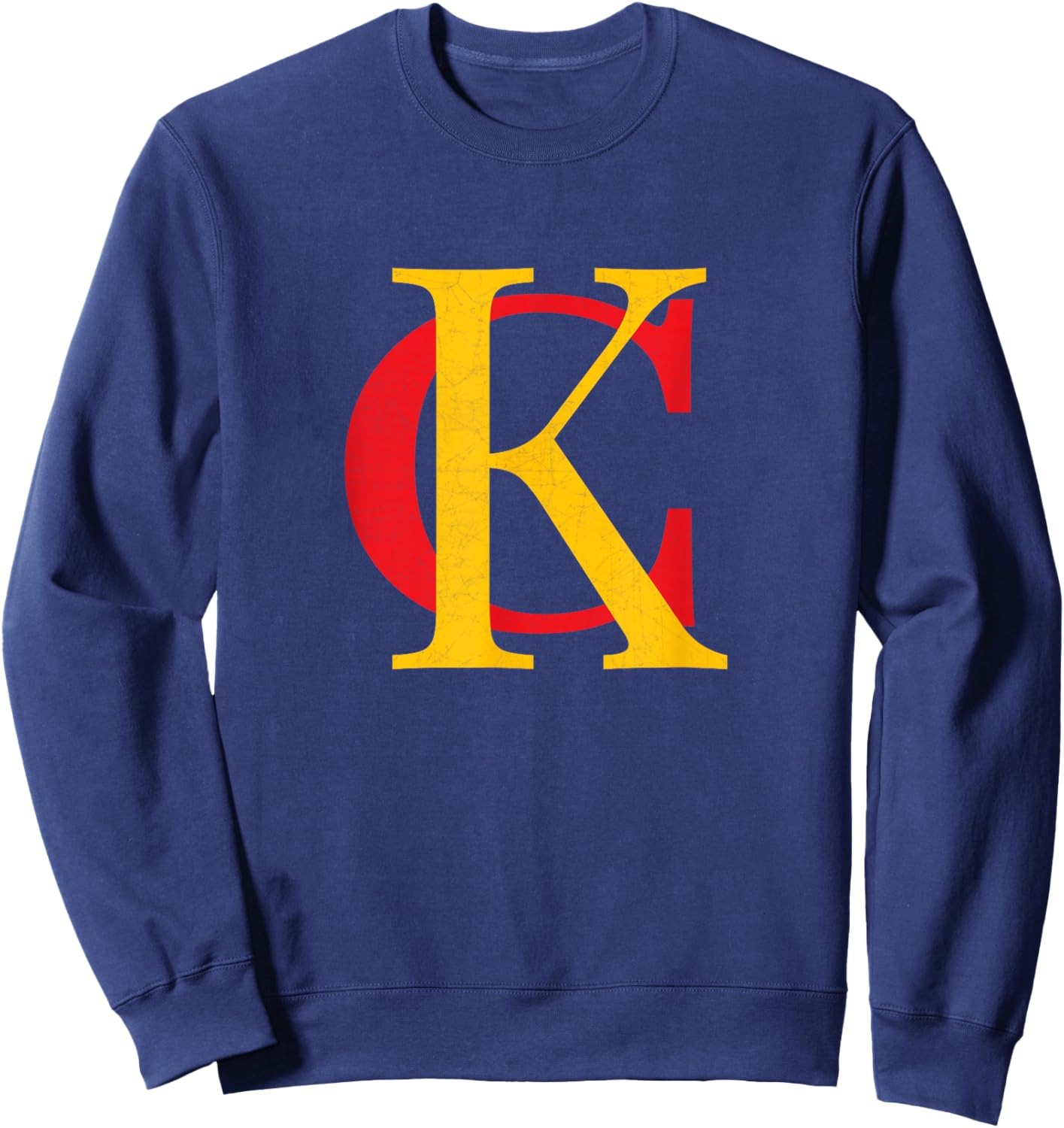 KC Kansas City Red Yellow & Black KC Classic Kc Initials Sweatshirt - Sweatshirt | Navy
