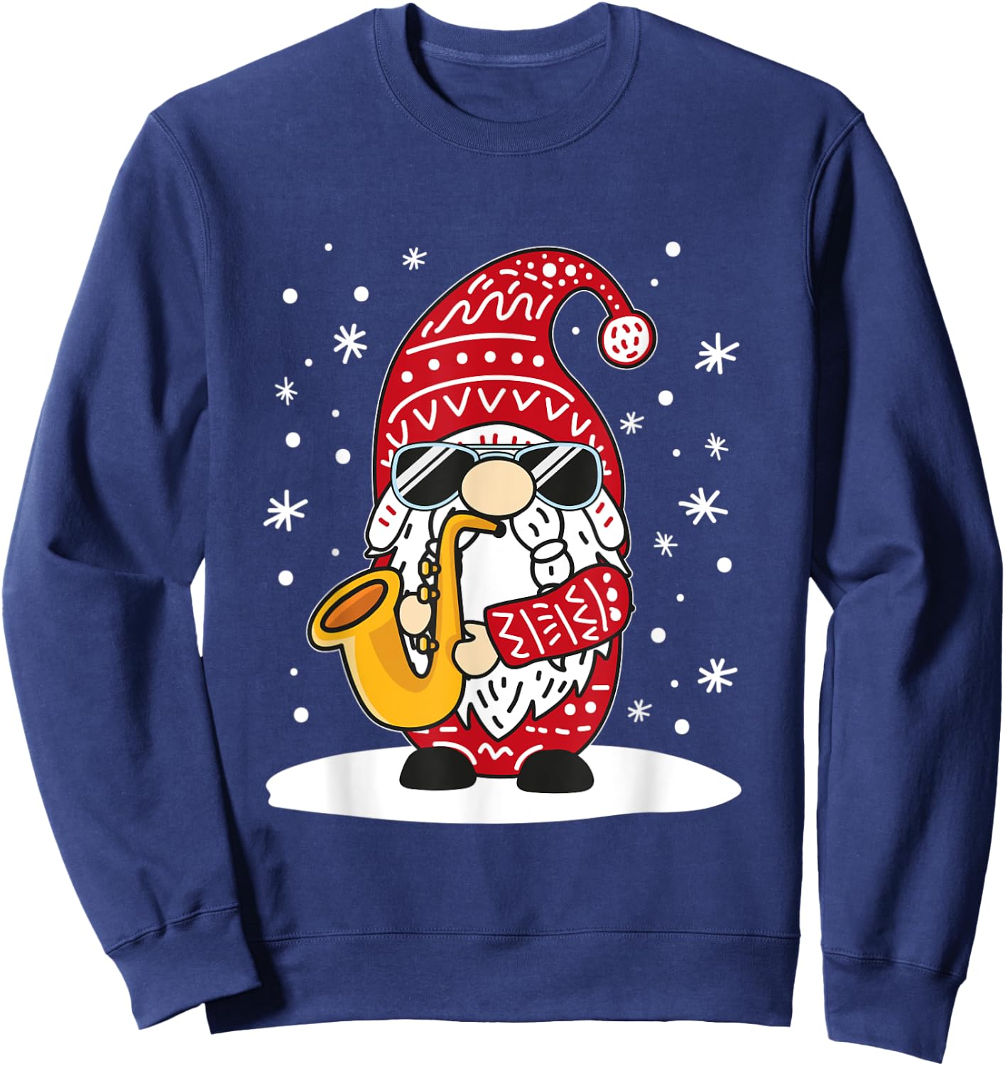 Christmas Saxophone Player Gnome Brass Band Saxophonist Sweatshirt - Sweatshirt | Navy