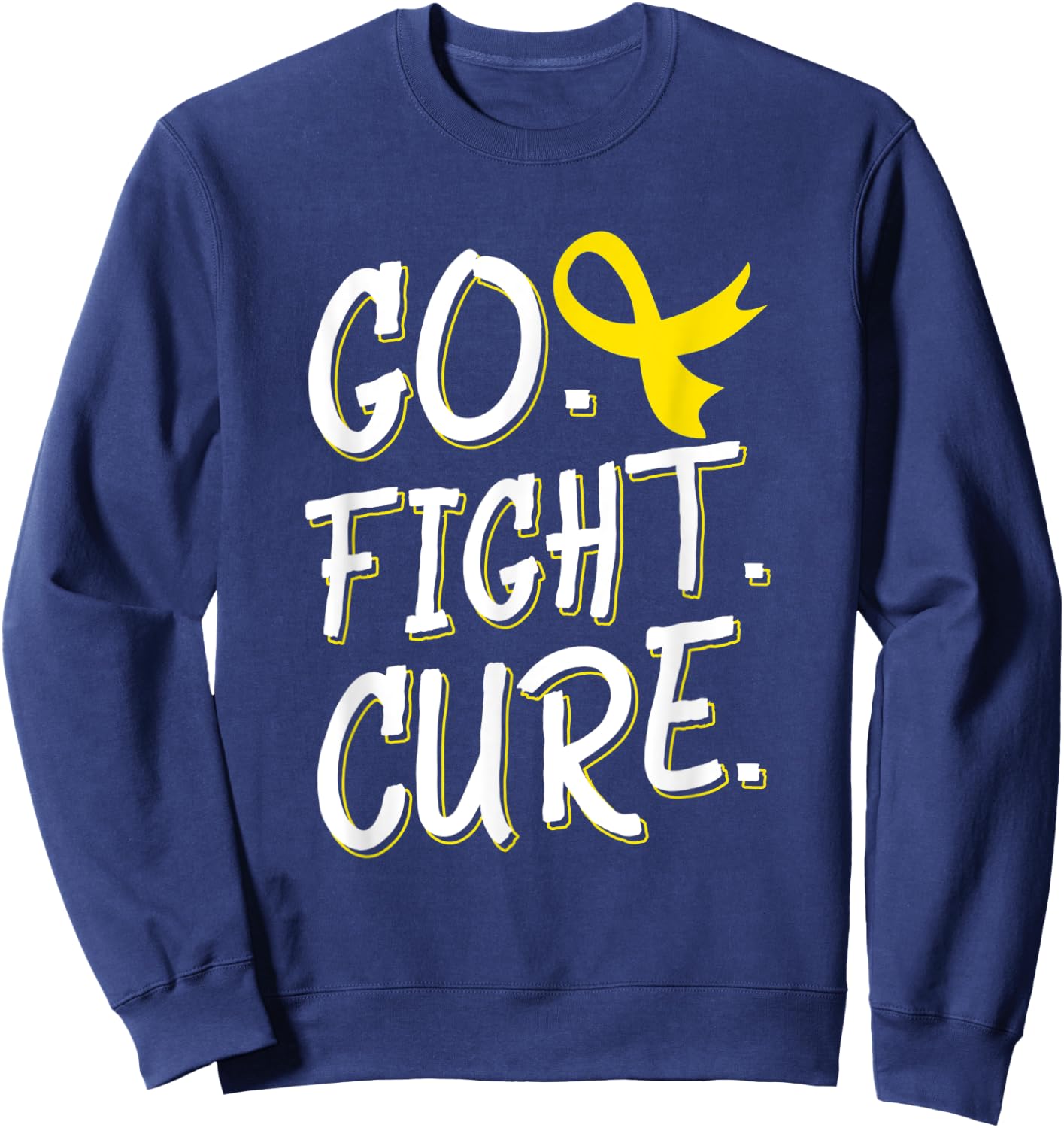Go Fight Cure Childhood Cancer Gold Ribbon Awareness Sweatshirt - Sweatshirt | Navy