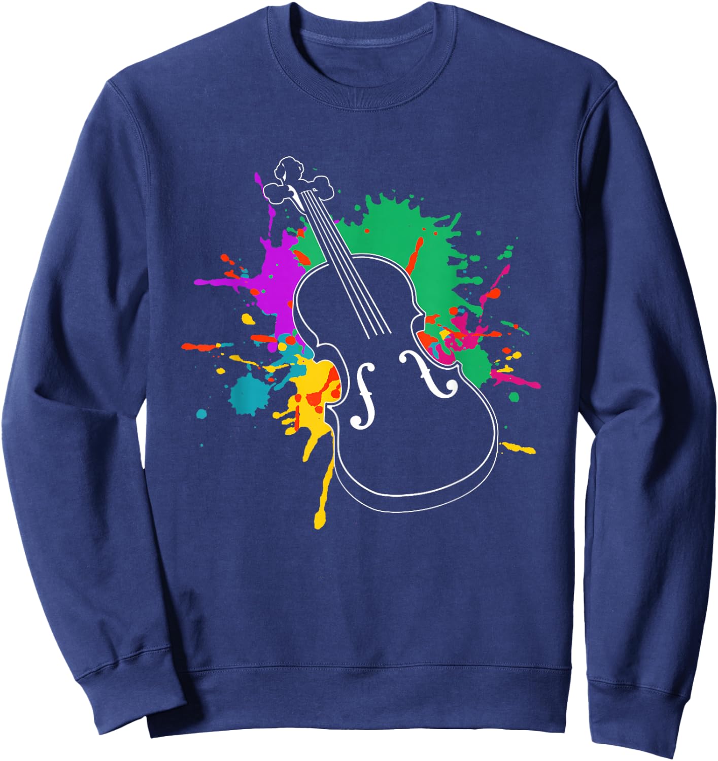 Colorful Violin Player Violinist Fiddle Instrument Musician Sweatshirt - Sweatshirt | Navy