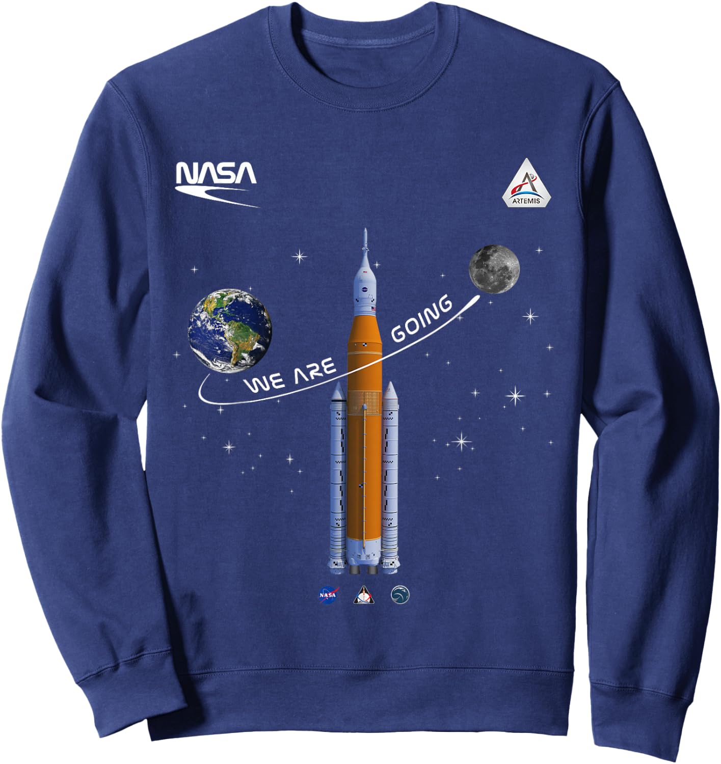 NASA Artemis we are Going Moon SLS Worm Insignia Small Sweatshirt - Sweatshirt | Navy