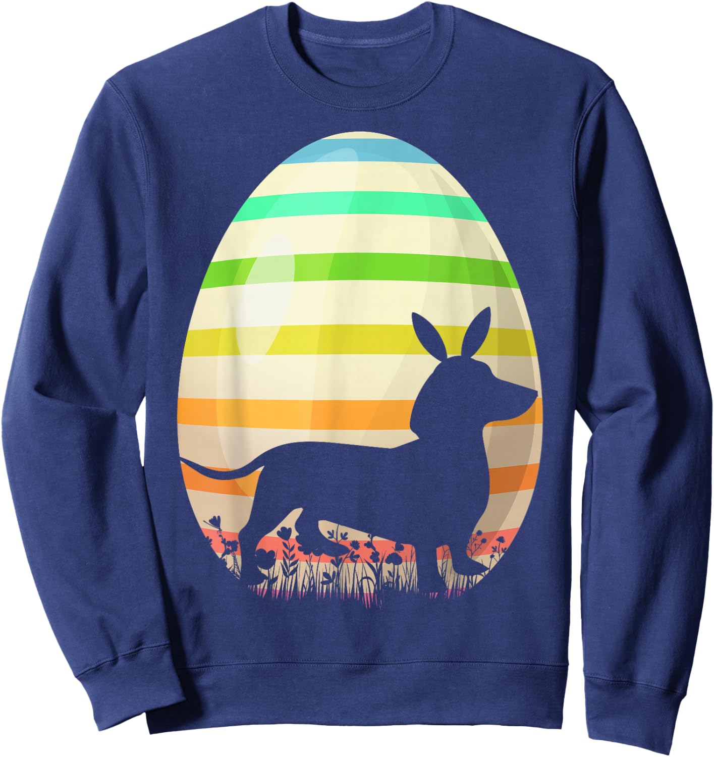 Funny Easter Egg Lover Vintage Style Dachshund Dog Easter Women Girls Kids Sweatshirt - Sweatshirt | Navy