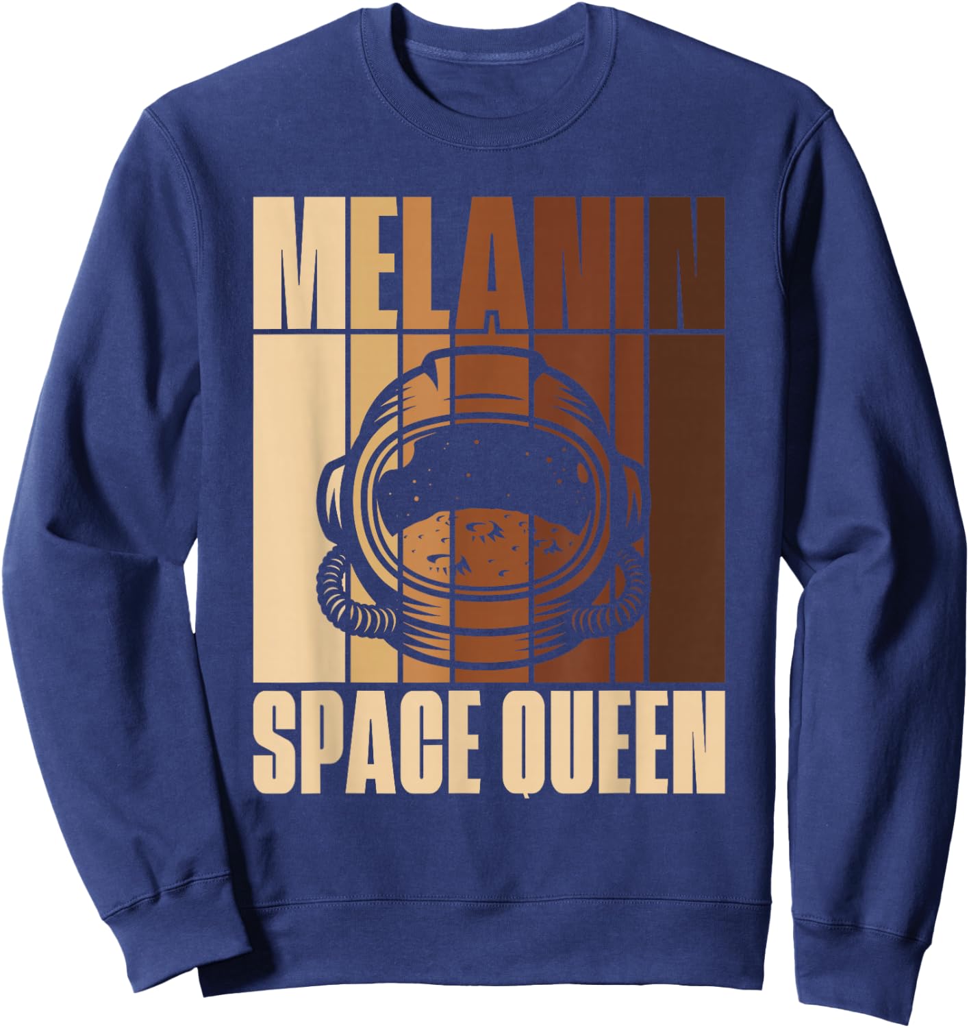 Melanin Space Queen, African American Astronaut Sweatshirt - Sweatshirt | Navy
