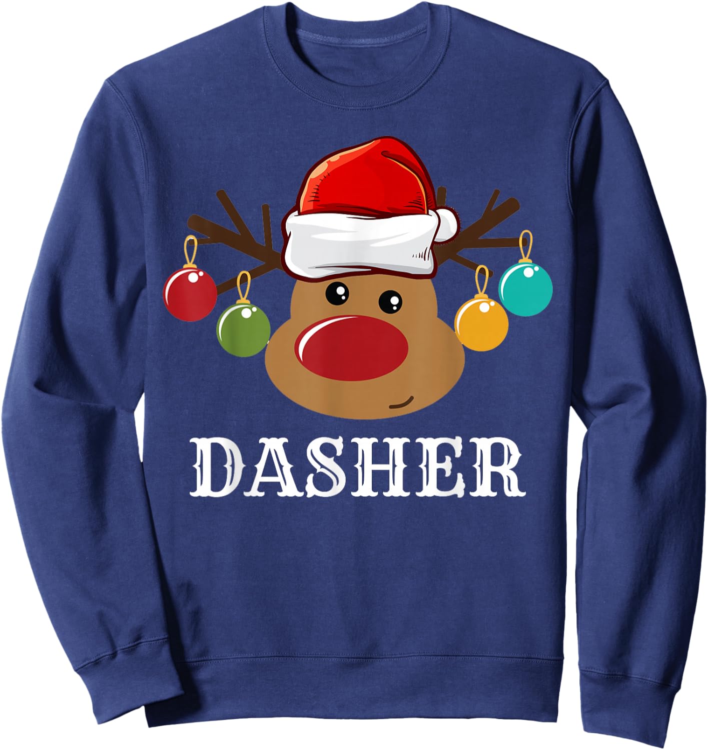 Santa Reindeer Dasher Xmas Group Costume Sweatshirt - Sweatshirt | Navy