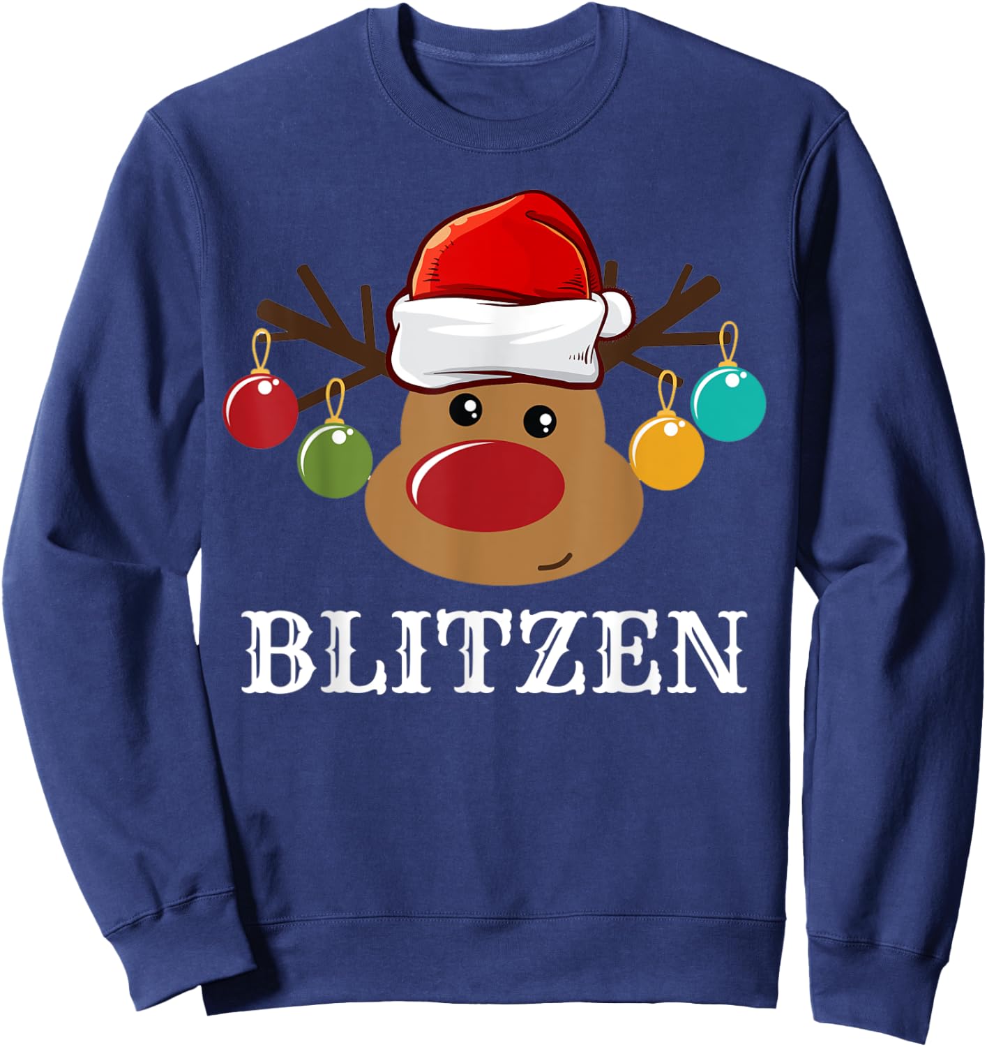Santa Reindeer Blitzen Xmas Group Costume Sweatshirt - Sweatshirt | Navy