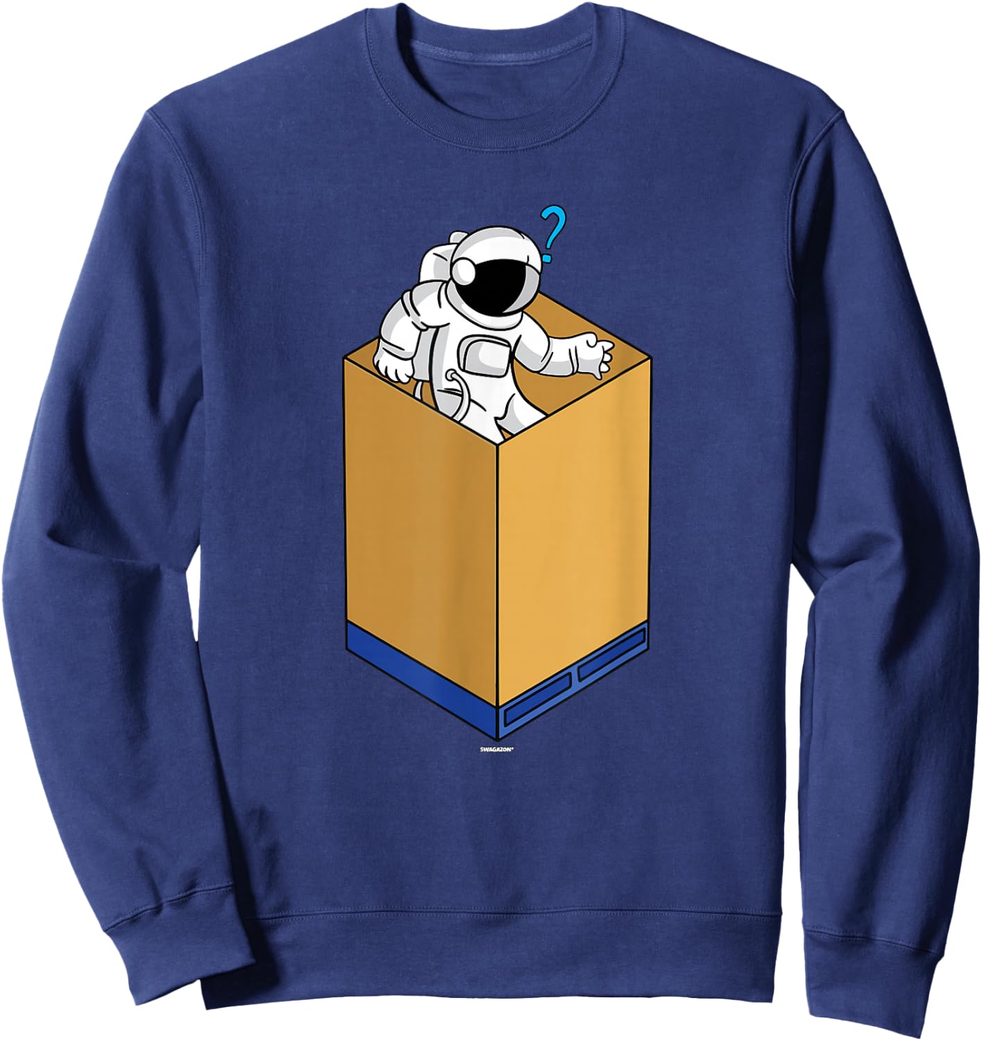 Cardboard Bin Coworker Swagazon Associate Astronaut Shuttle Sweatshirt - Sweatshirt | Navy