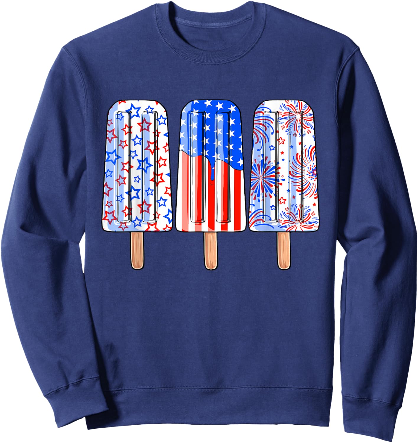 4th Of July Popsicle Red White Blue American Flag Patriotic Sweatshirt - Sweatshirt | Navy