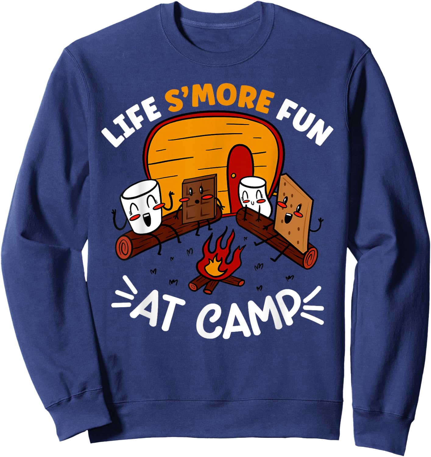 Funny S'mores Camping Campfire Marshmallow Life S'more Fun Sweatshirt - Sweatshirt | Navy