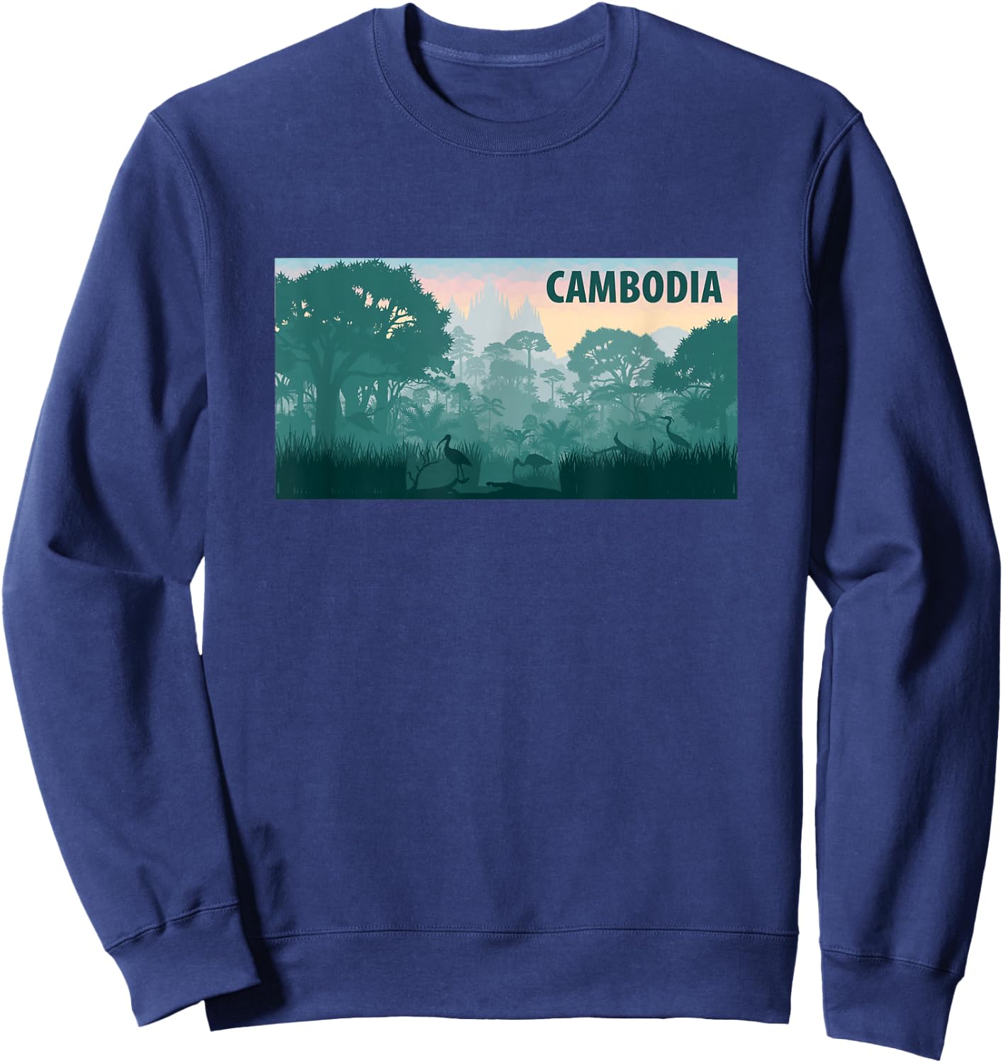 Cambodia Jungle Temple Scenery Sweatshirt - Sweatshirt | Navy