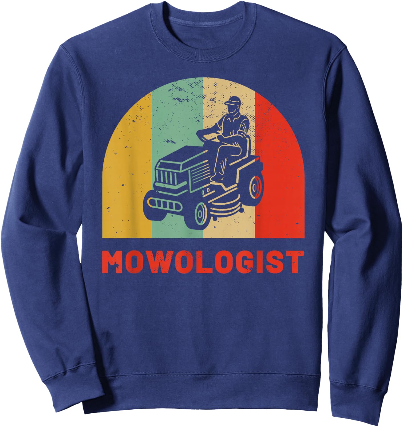 Funny Lawn Mower Vintage Mowologist Yard Work Lawn Trak Sweatshirt - Sweatshirt | Navy