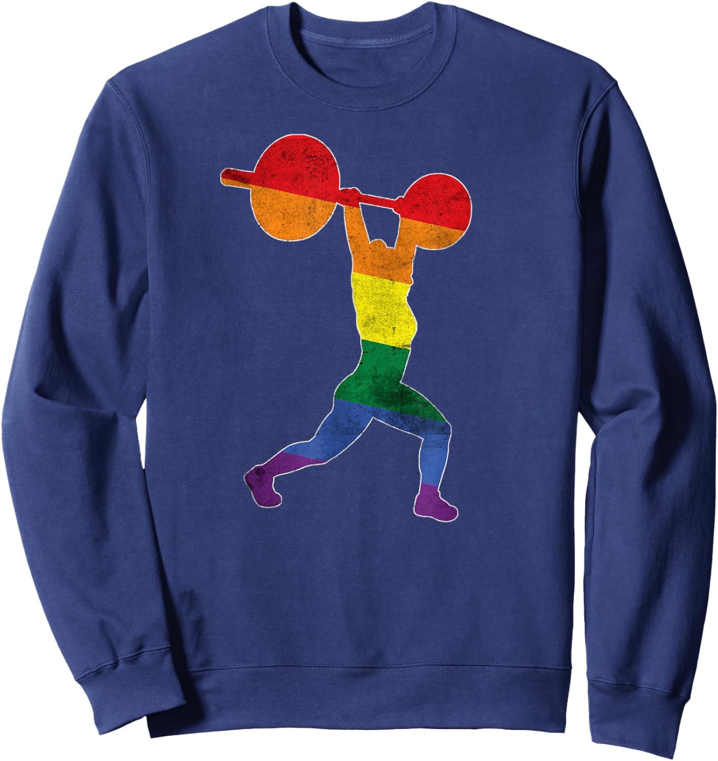 Gay Pride Weightlifting training Gym distressed look Sweatshirt - Sweatshirt | Navy