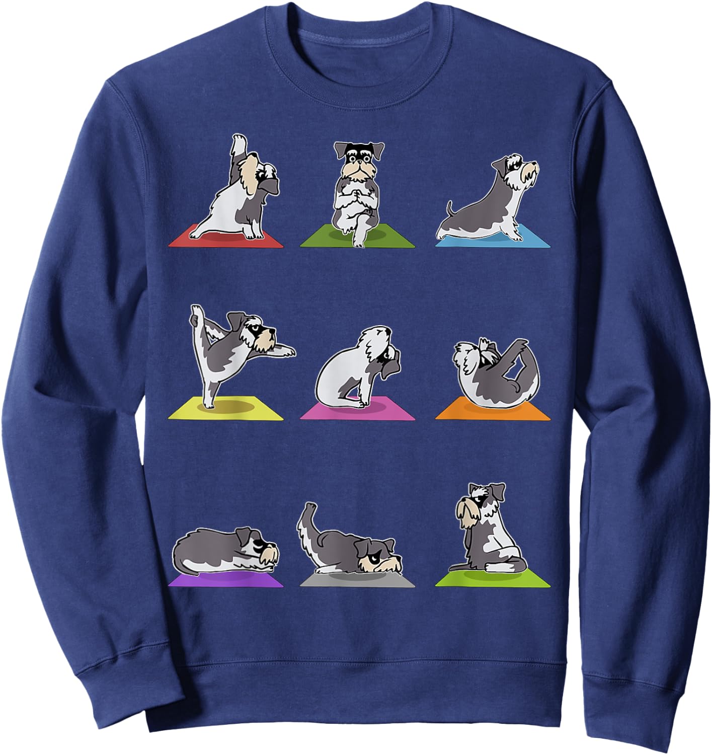 Funny Miniature Schnauzer Dogs Yoga Poses Meditation Lovers Sweatshirt - Sweatshirt | Navy