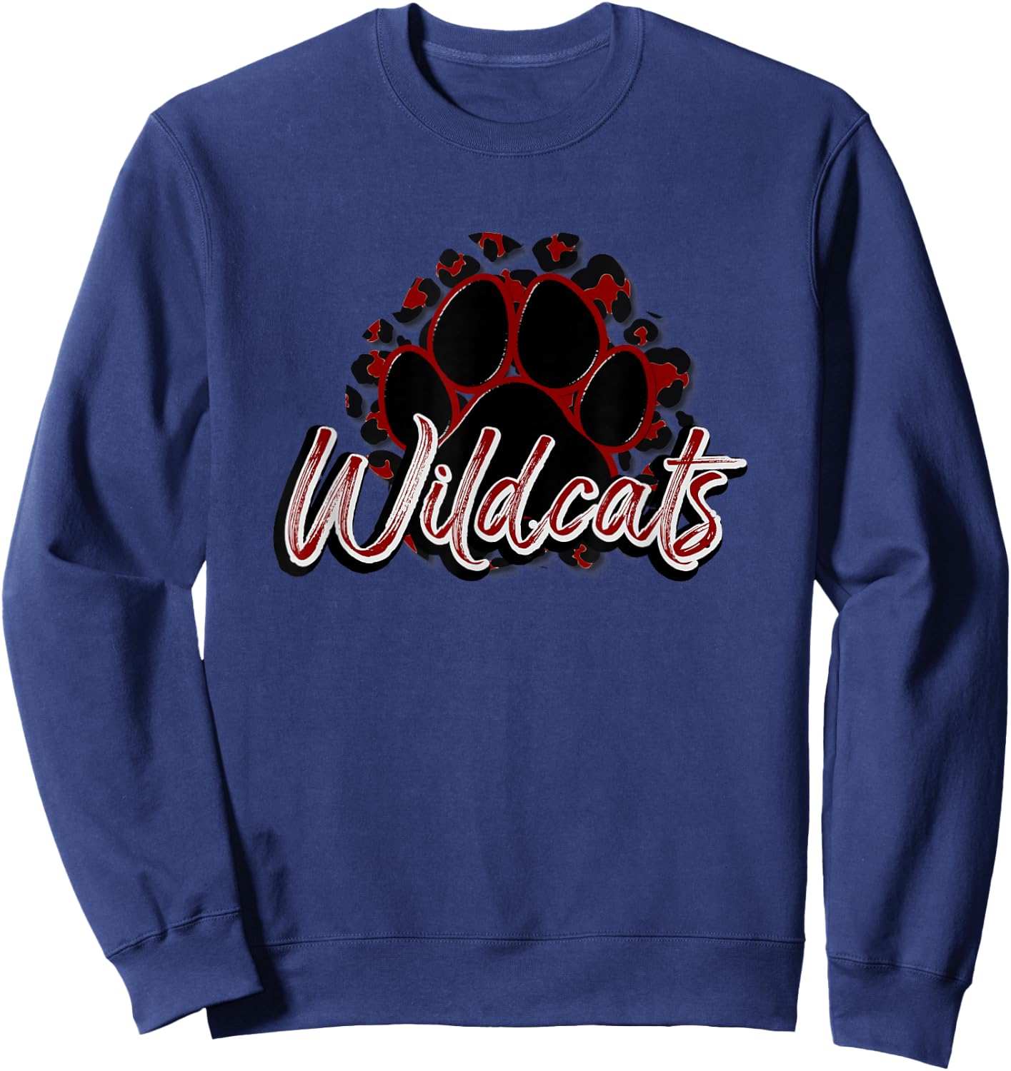Wildcats Maroon Black Cheetah School Sports Fan Team Spirit Sweatshirt - Sweatshirt | Navy