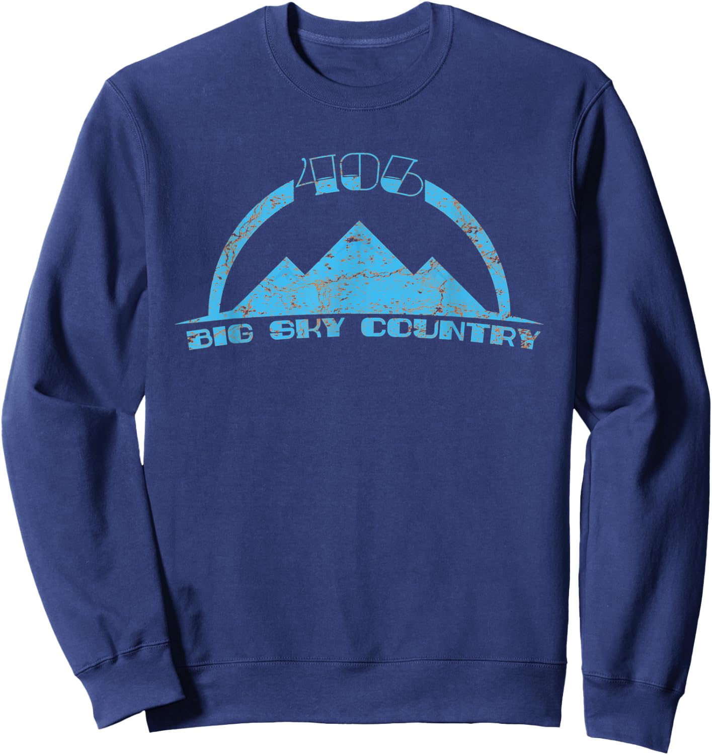 406 Big Sky Country Montana Distressed State Pride Sweatshirt - Sweatshirt | Navy